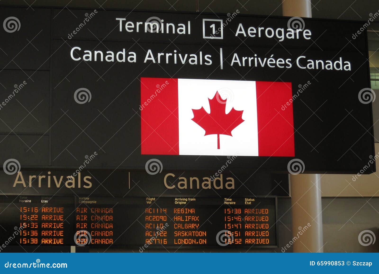 domestic travel canada airport arrival time