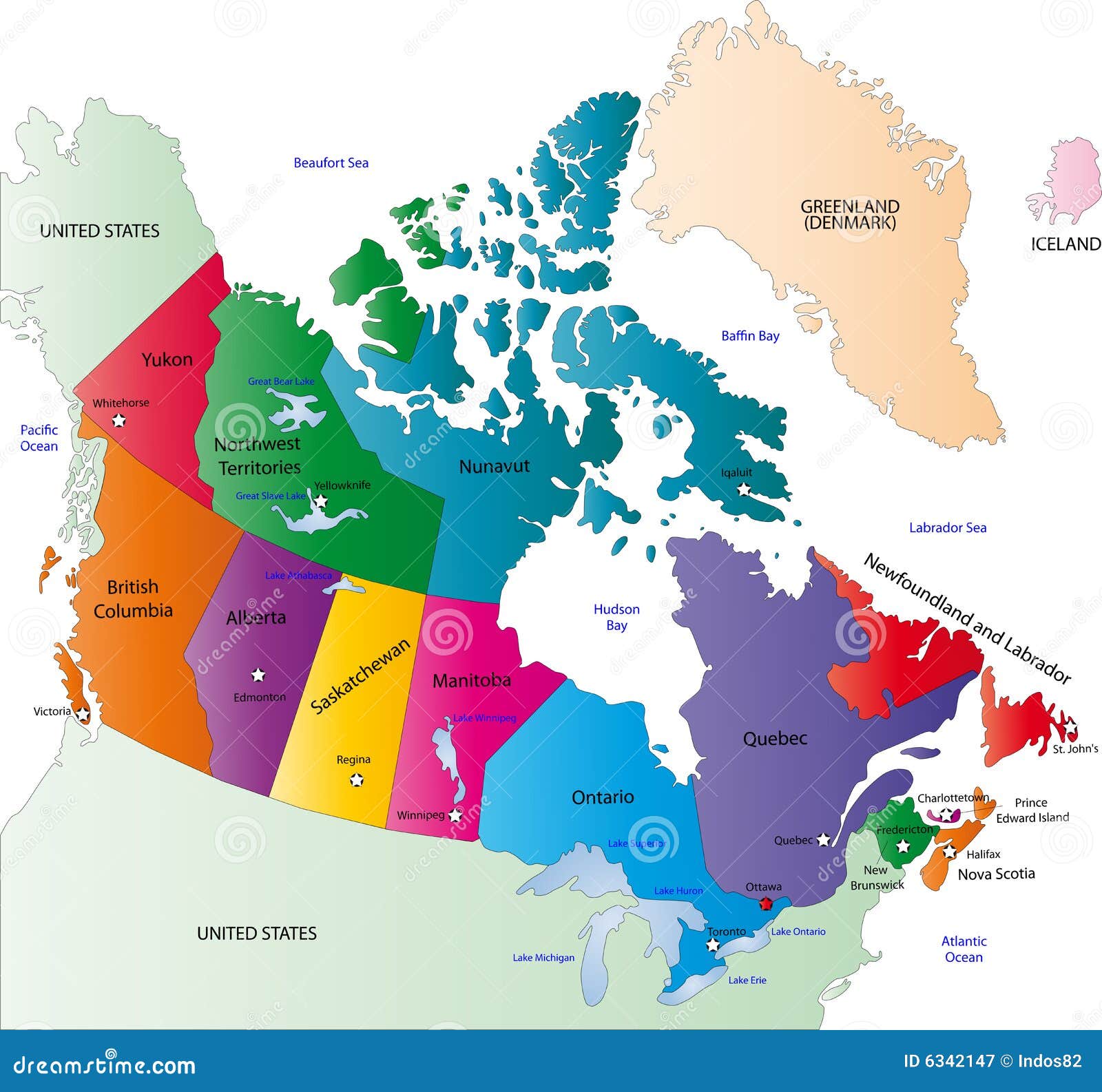 Canada color map stock vector. Illustration of central - 6342147
