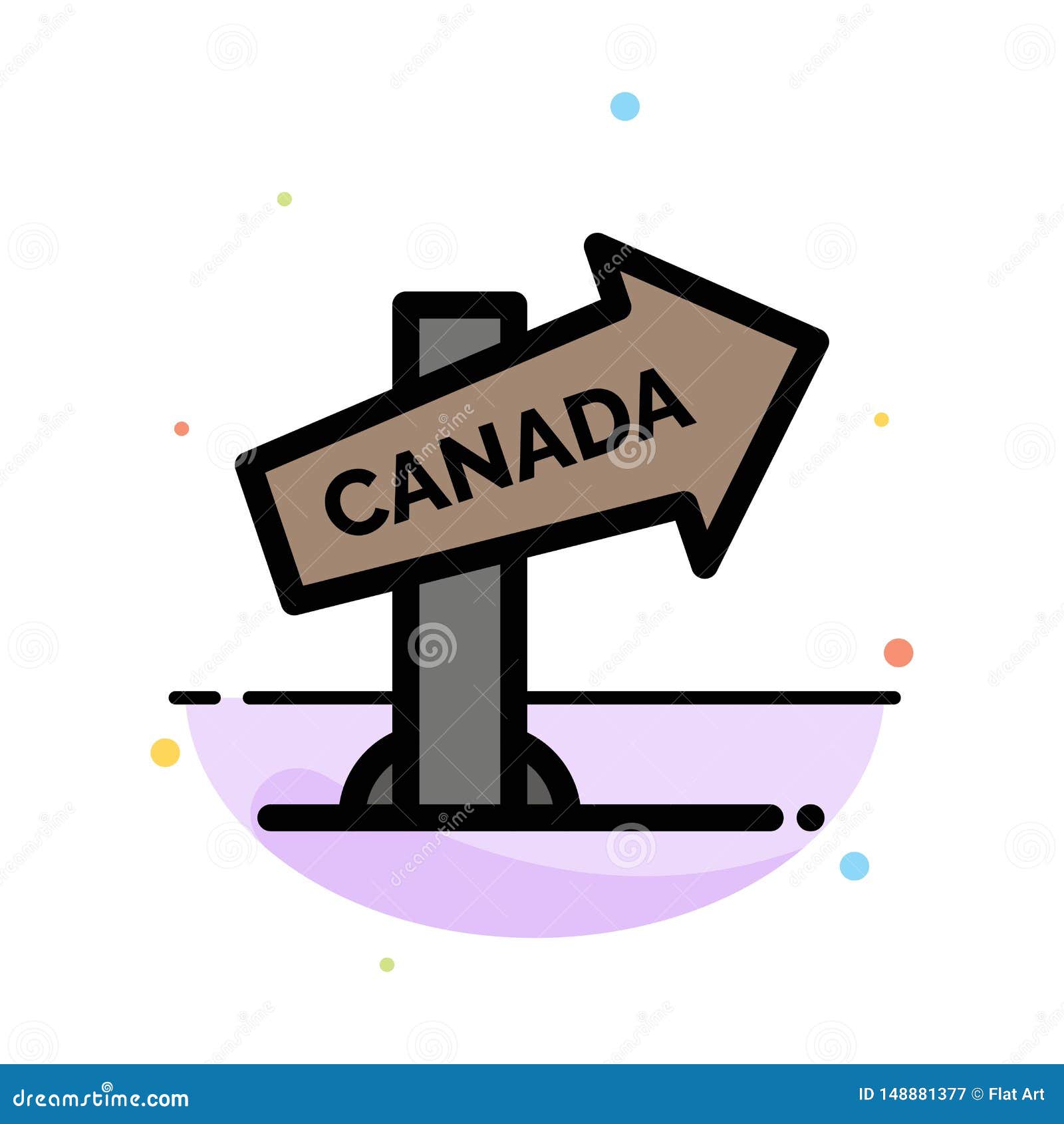 Canada, Direction, Location, Sign Abstract Flat Color Icon Template