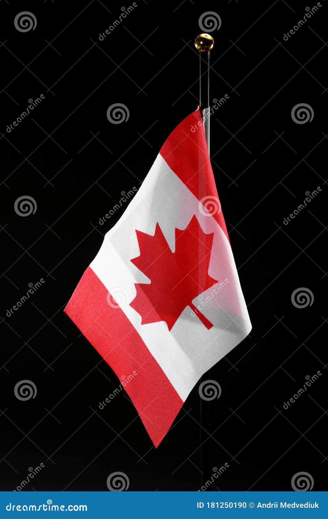Canada Flag on a Black Background with Copy Space. Canada Day Stock