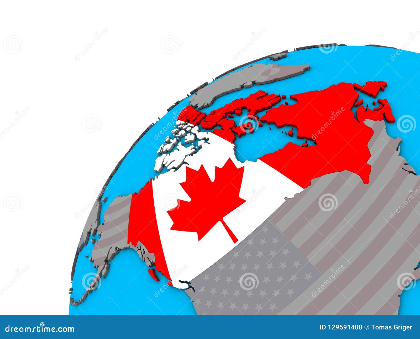 Canada with Flag on 3D Globe Stock Illustration - Illustration of