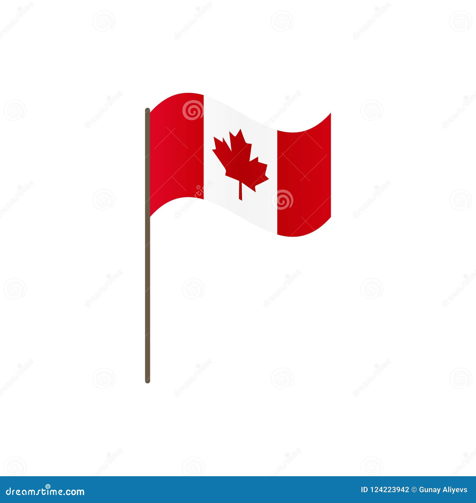 Canada Flag on the Flagpole. Official Colors and Proportion Correctly