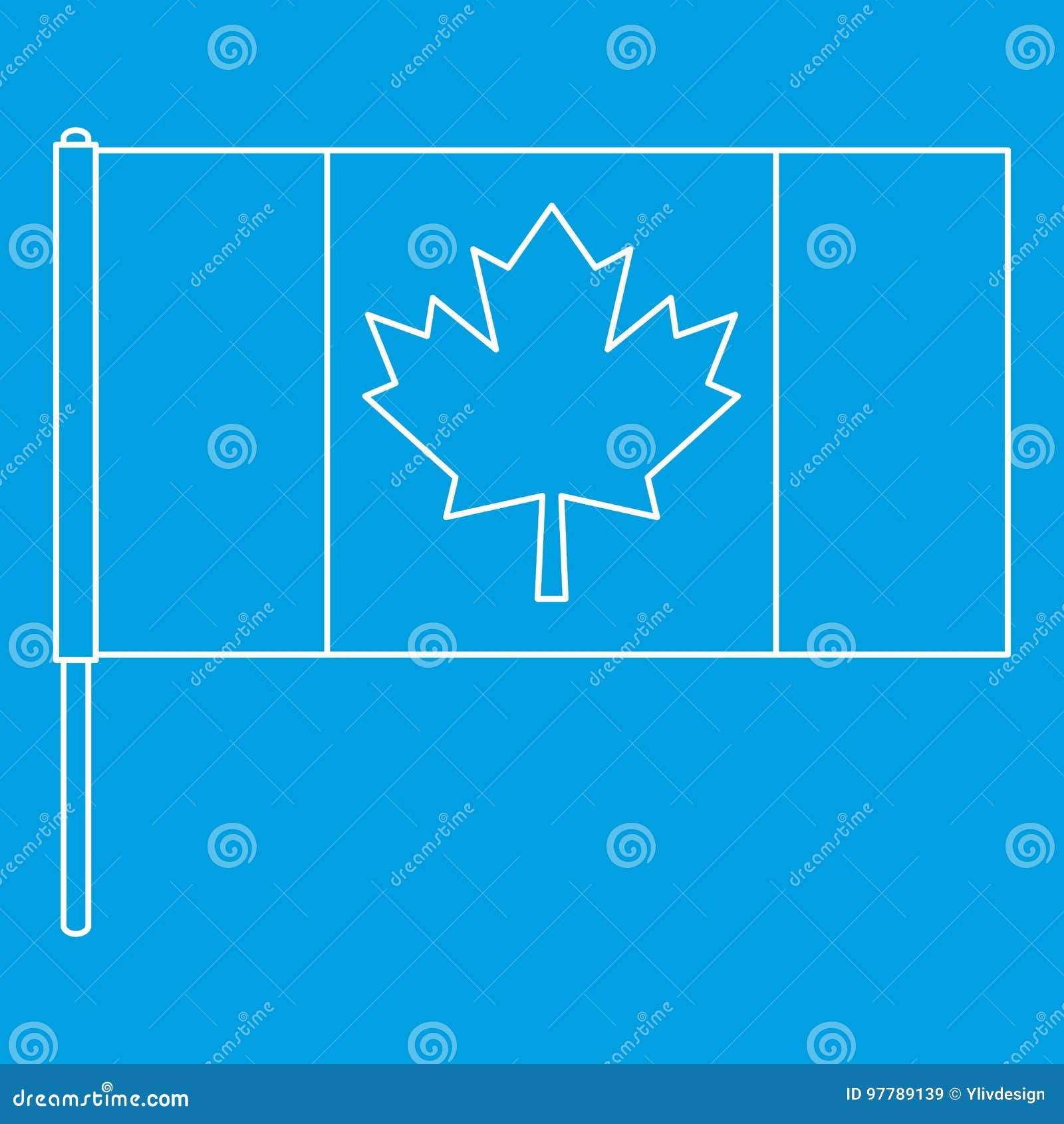 Canada Flag Icon, Outline Style Stock Vector Illustration of