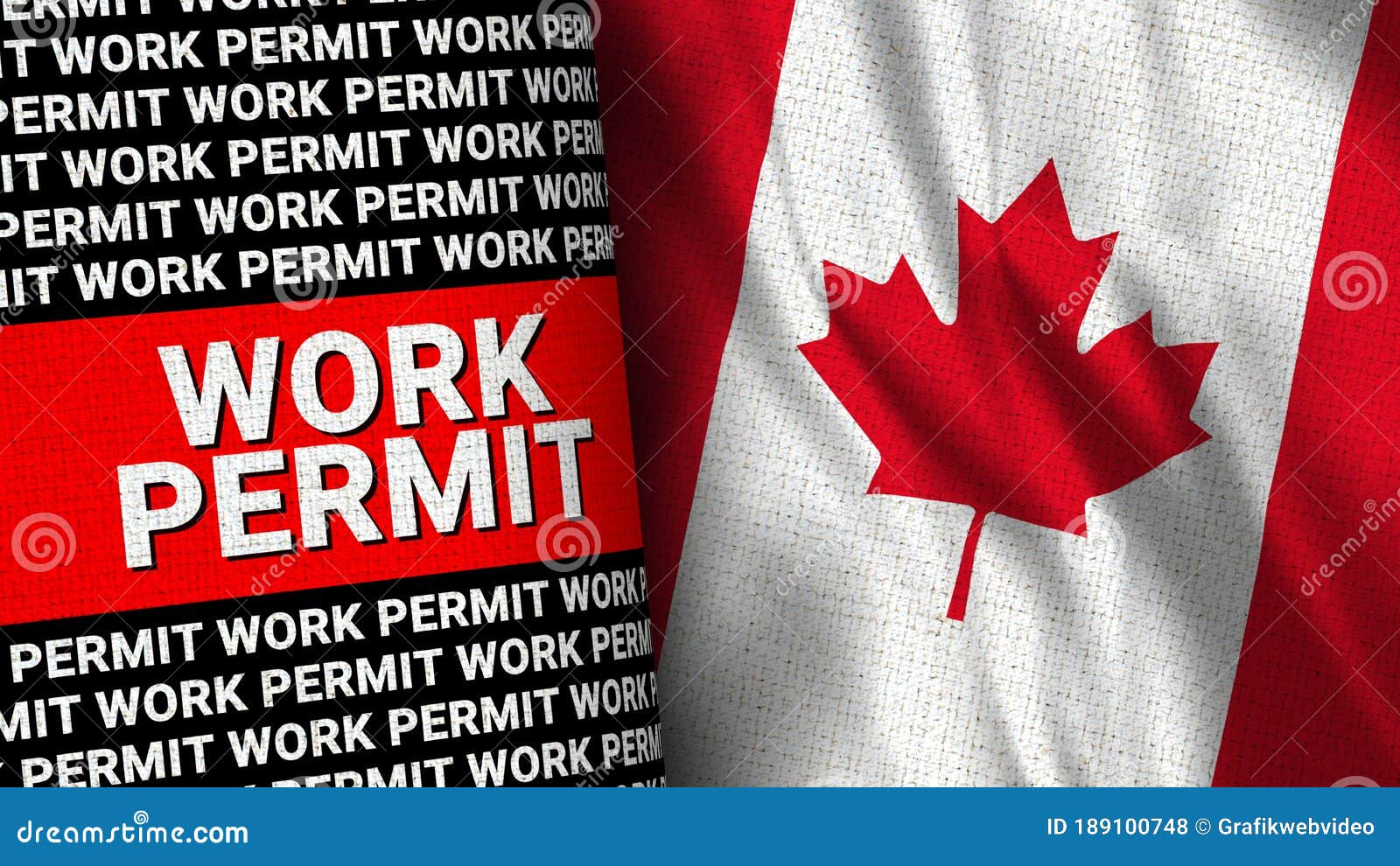 Canada Flag with Work Permit Title Stock Illustration Illustration of