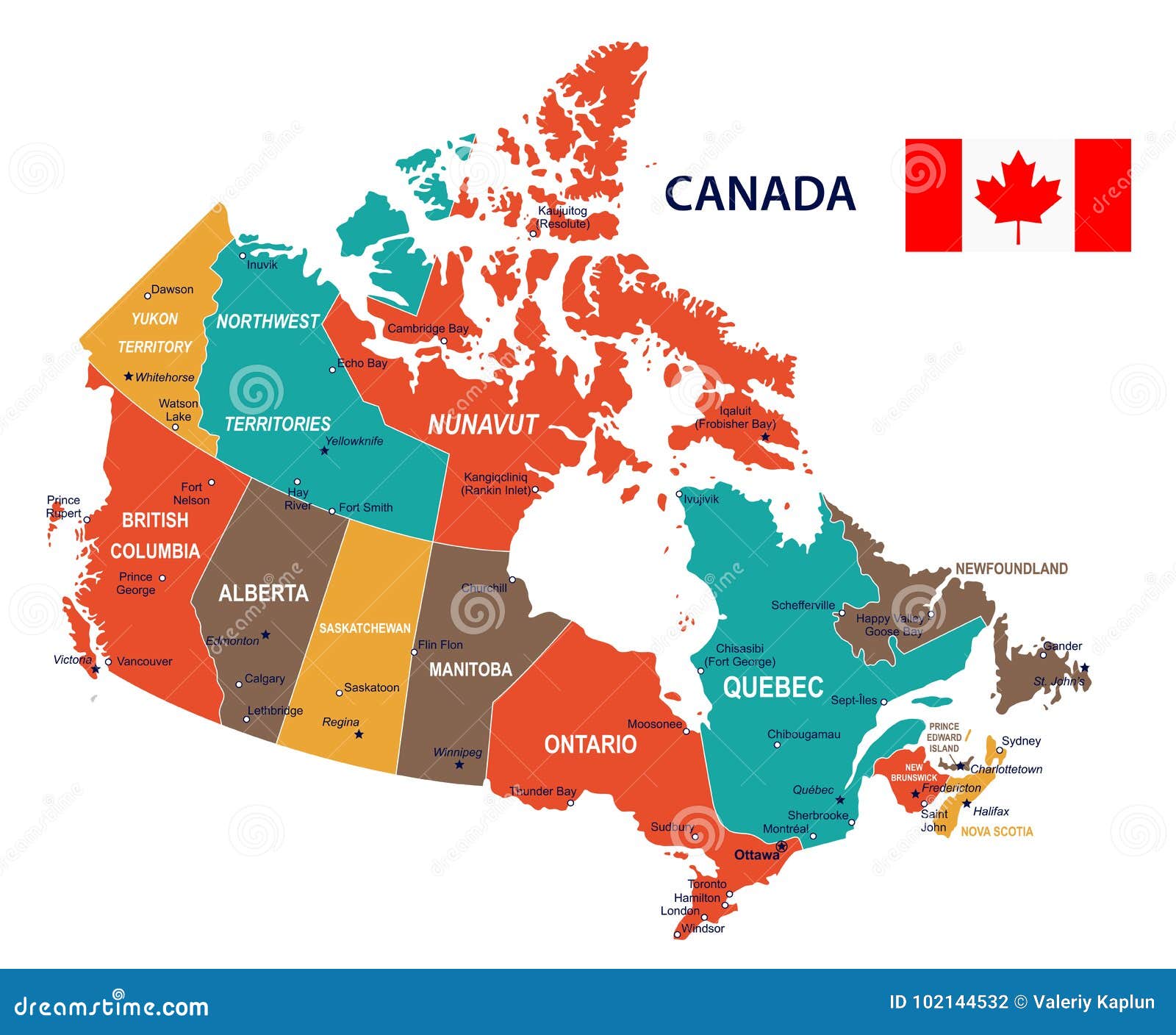 Canada Illustration De Carte Et De Drapeau Illustration Stock
