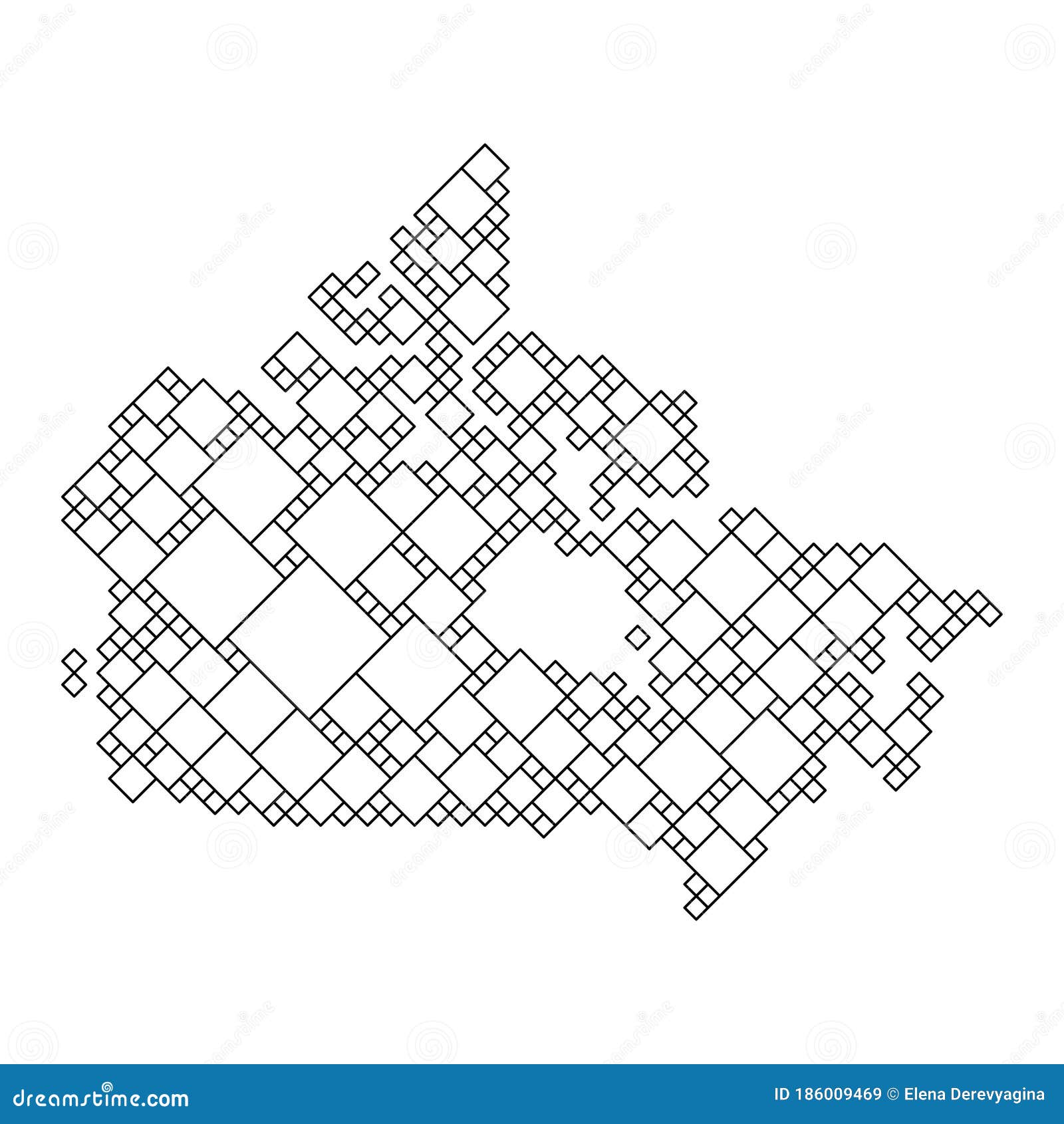 Canada Map from Black Pattern from a Grid of Squares of Different Sizes
