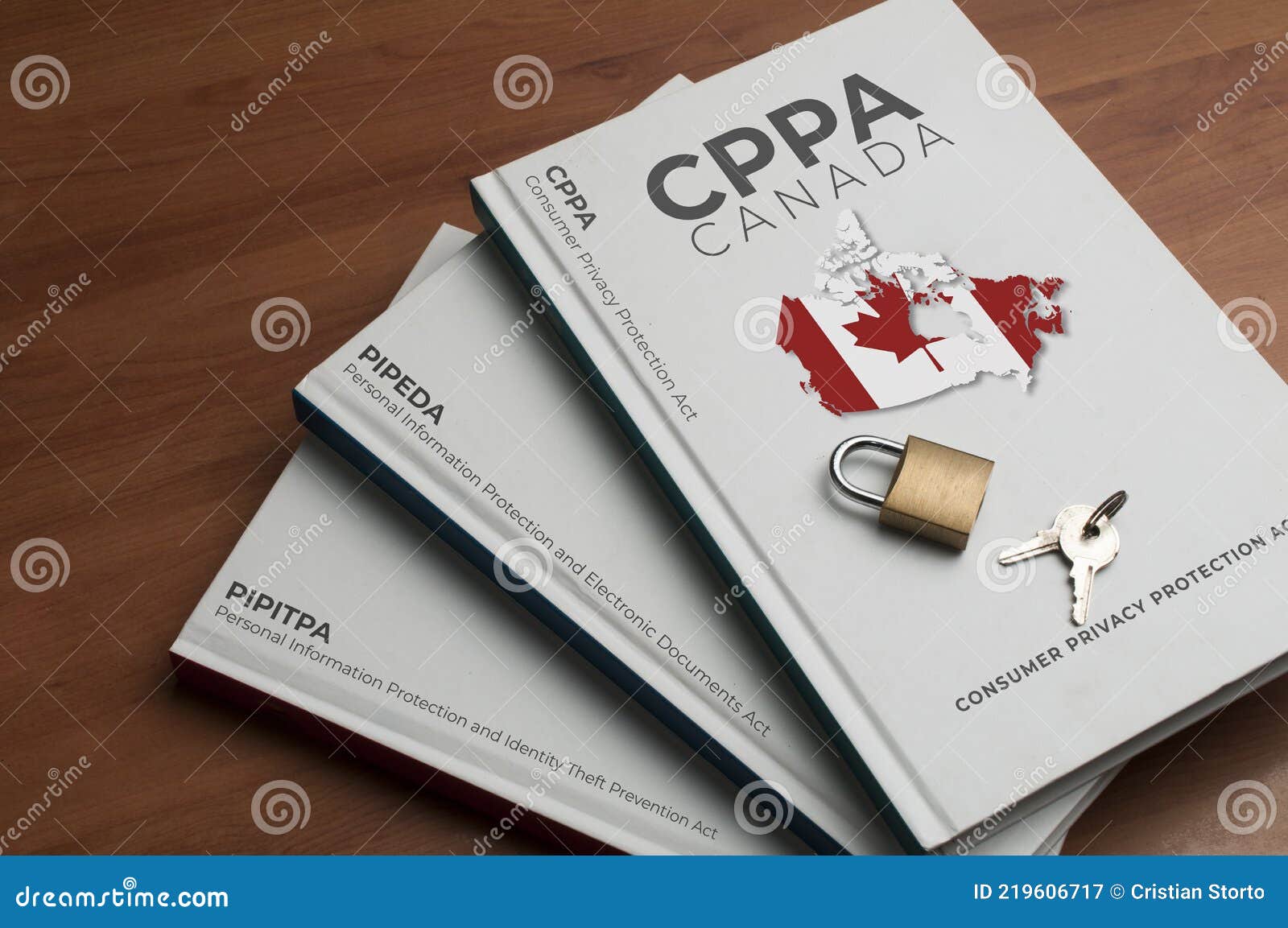 Canada New Data Protection Law Cppa Concept Three Books Shows the Name