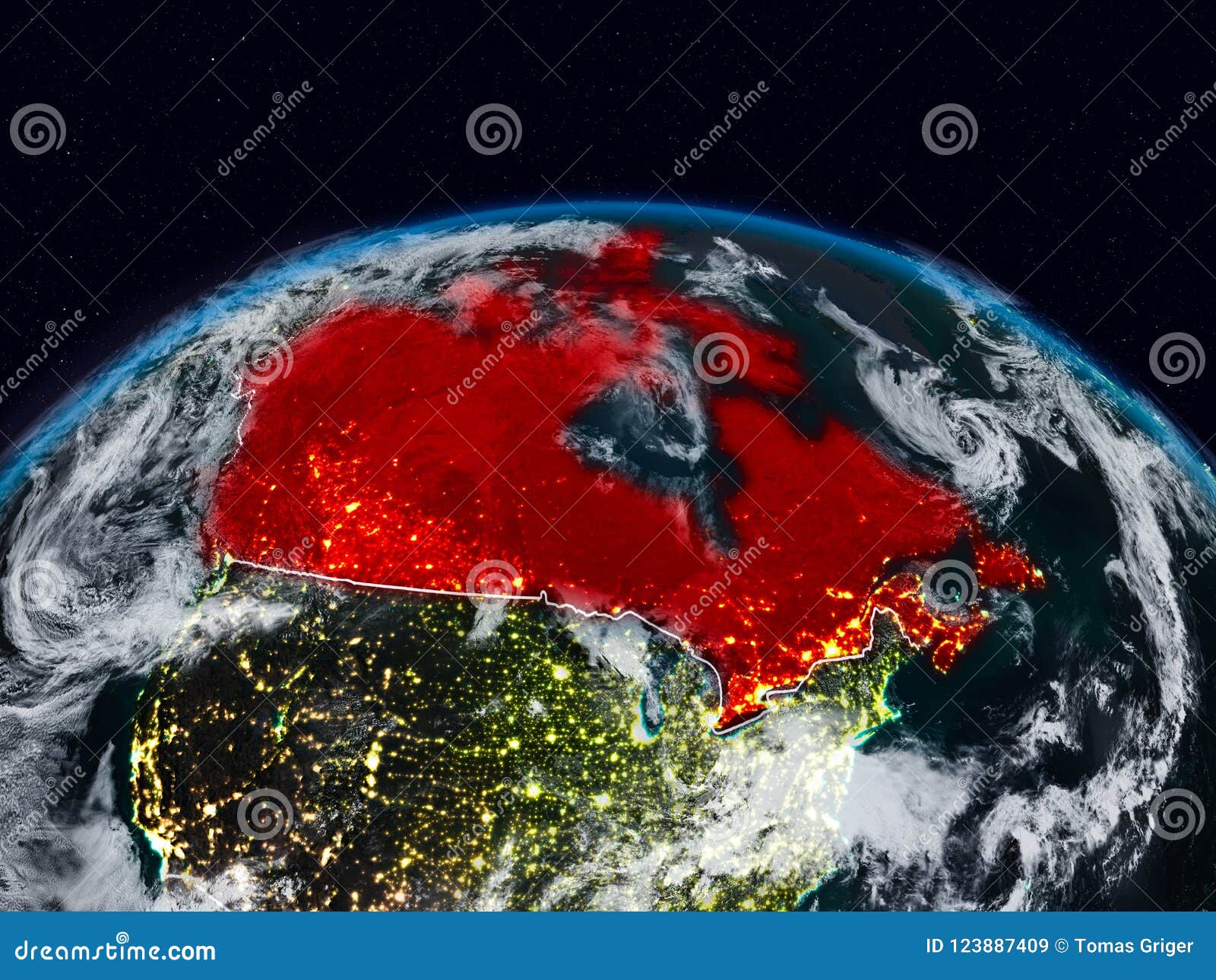 Canada at night stock image. Image of world, american - 123887409