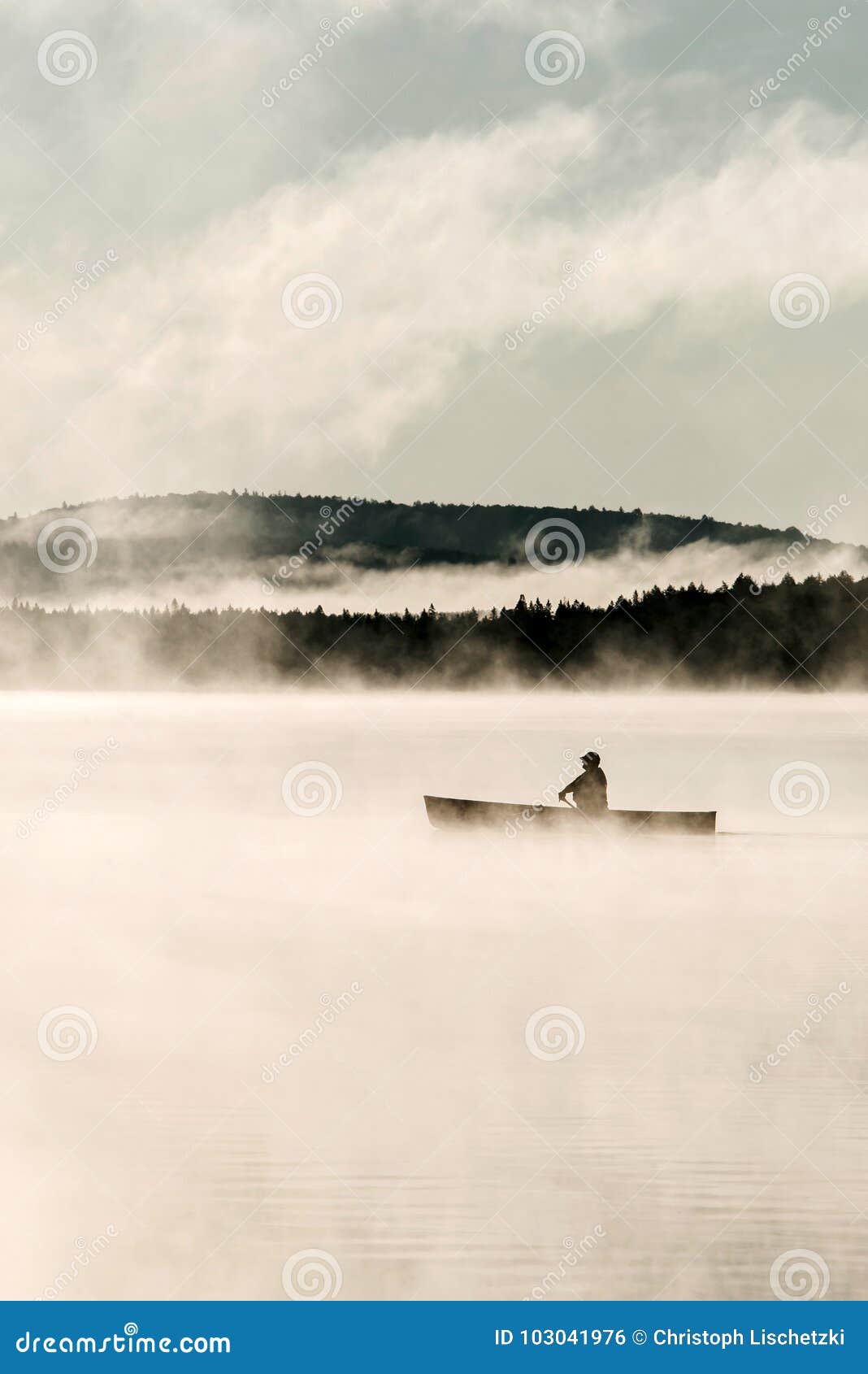 canada ontario lake of two rivers canoe canoes foggy water