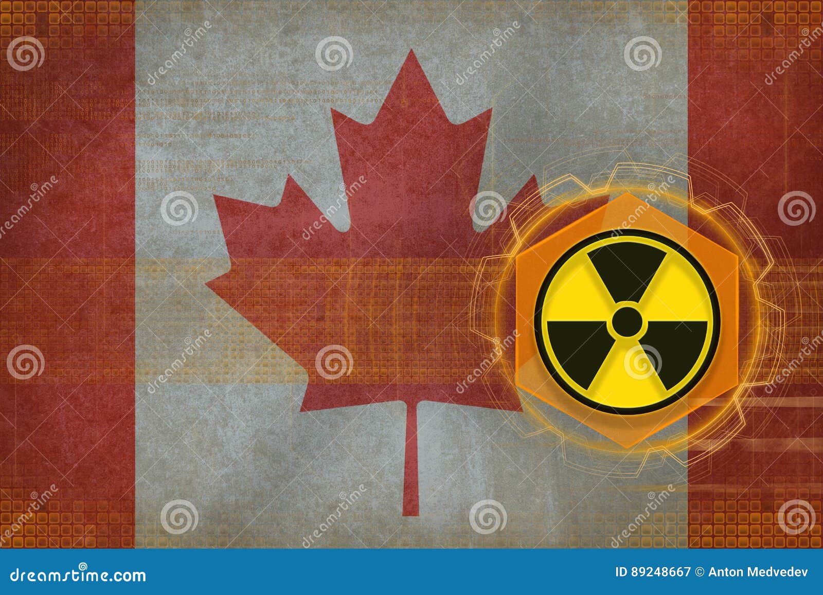 Canada Radioactive Threat. Radiation Hazard Concept. Stock Illustration