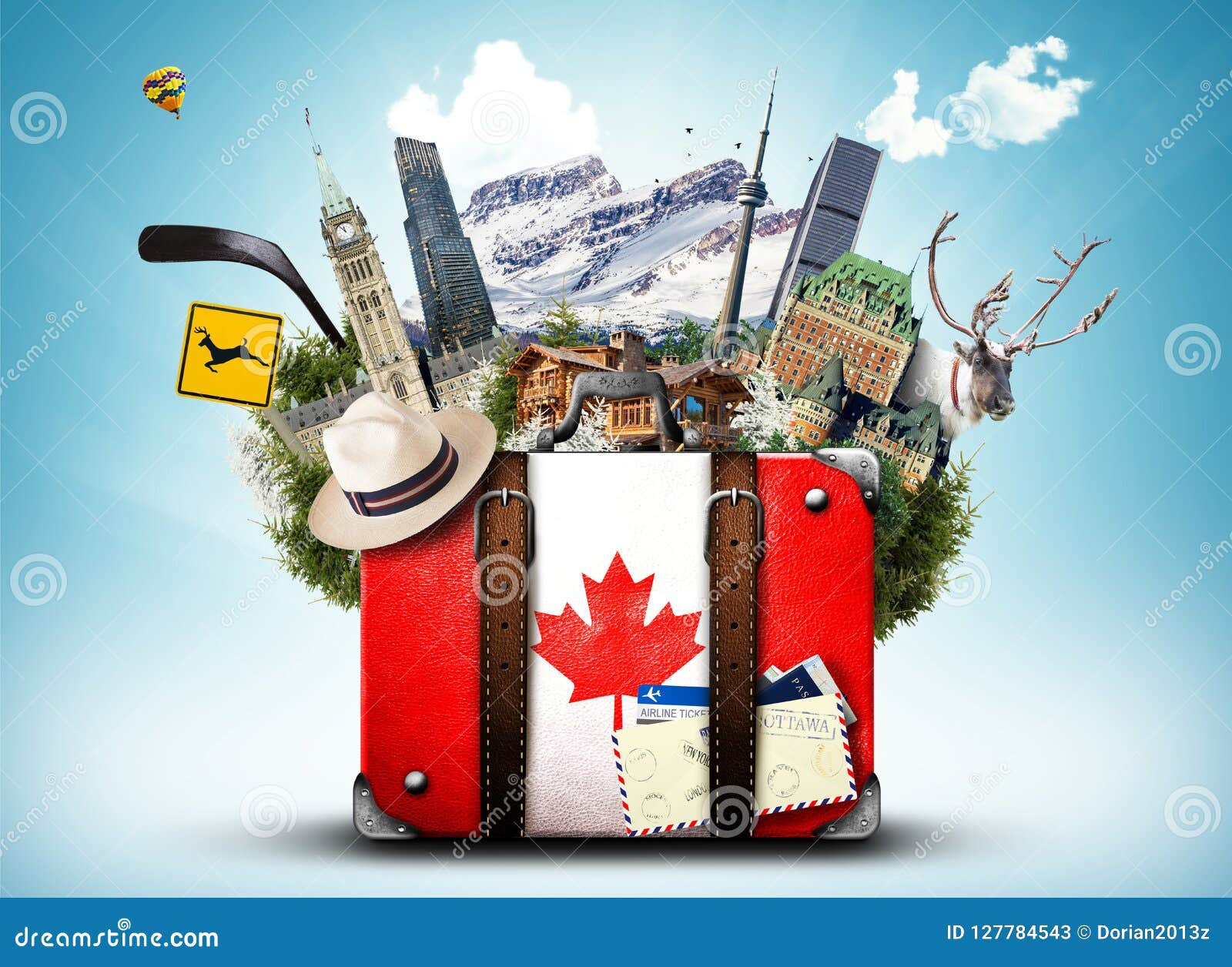 Canada, retro suitcase stock image. Image of cruises 127784543