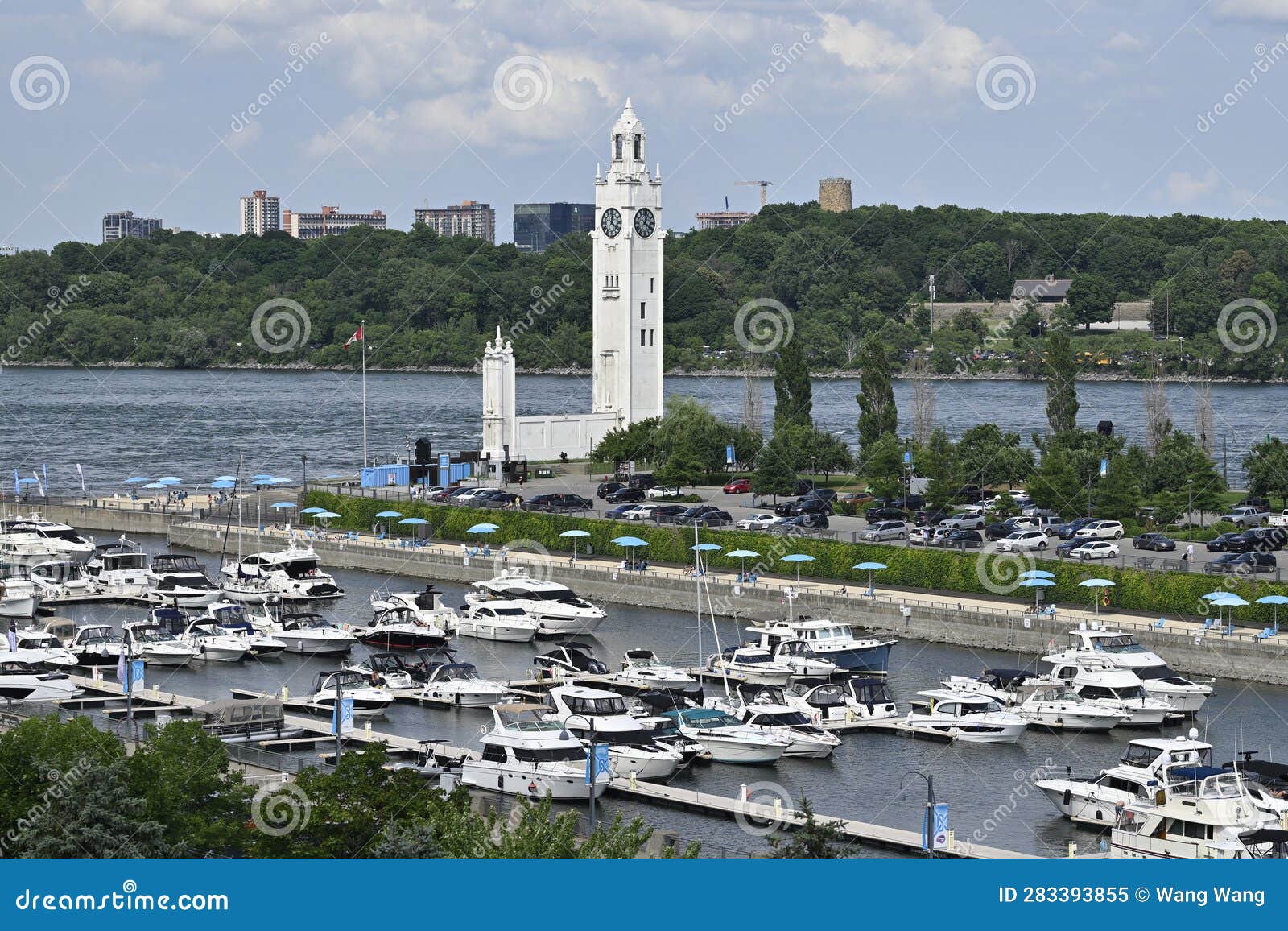 canada's old port montreal river view boat tourists in summer