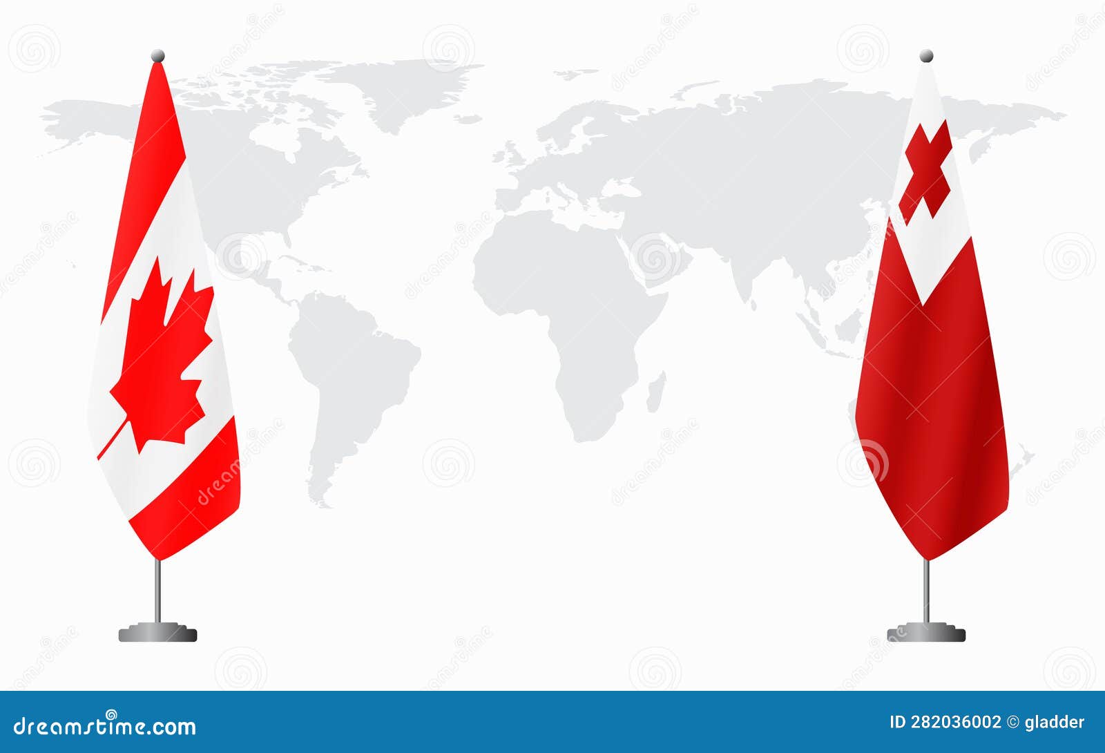 Canada and Tonga Flags for Official Meeting Stock Vector Illustration
