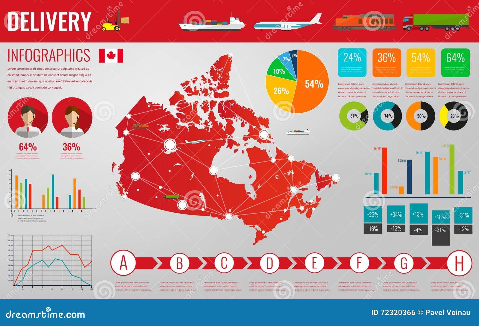 Canada Transportation and Logistics. Delivery and Shipping Infographic
