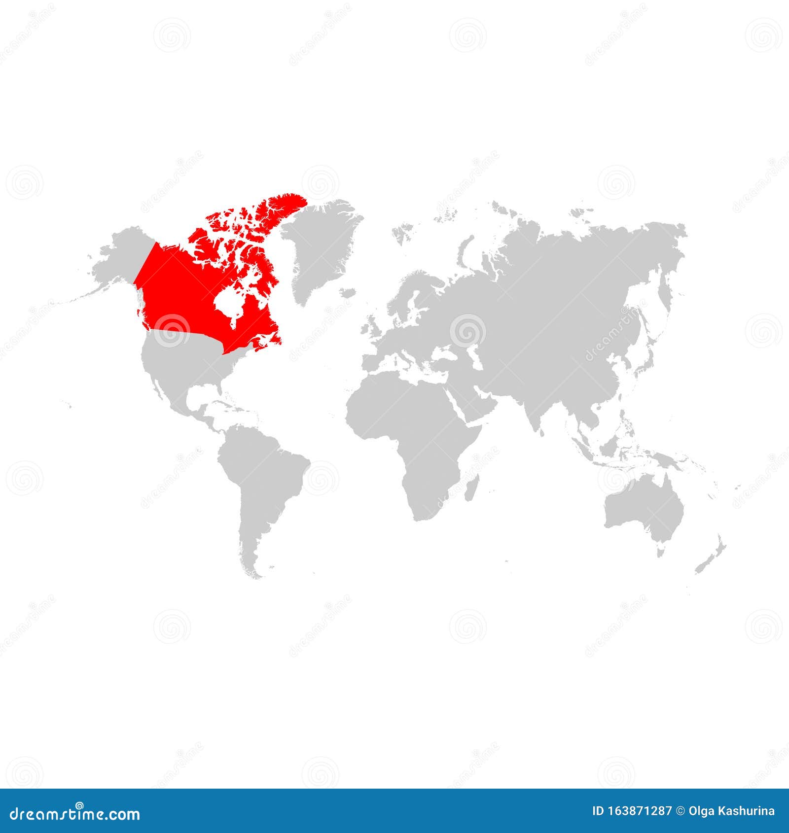 Canada on world map stock vector. Illustration of chart - 163871287