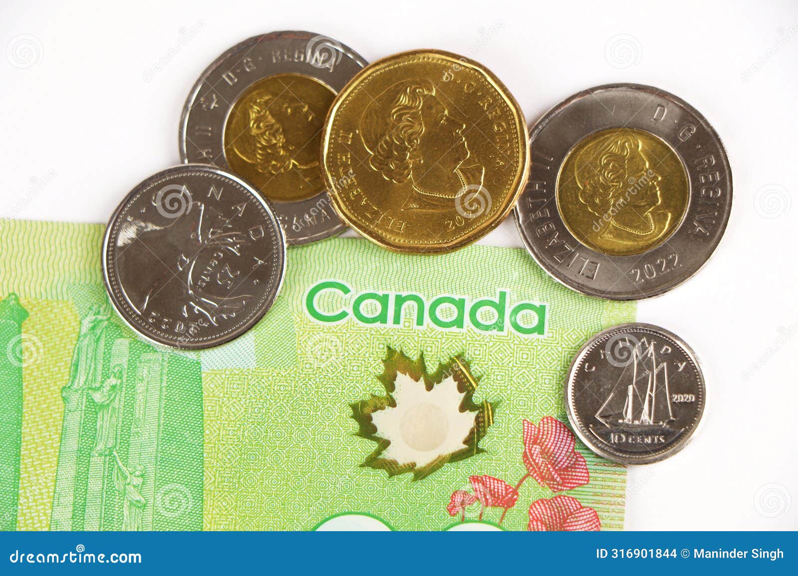 canadian dollar currency coins. circulating canadian dollar coins or currency in the market.