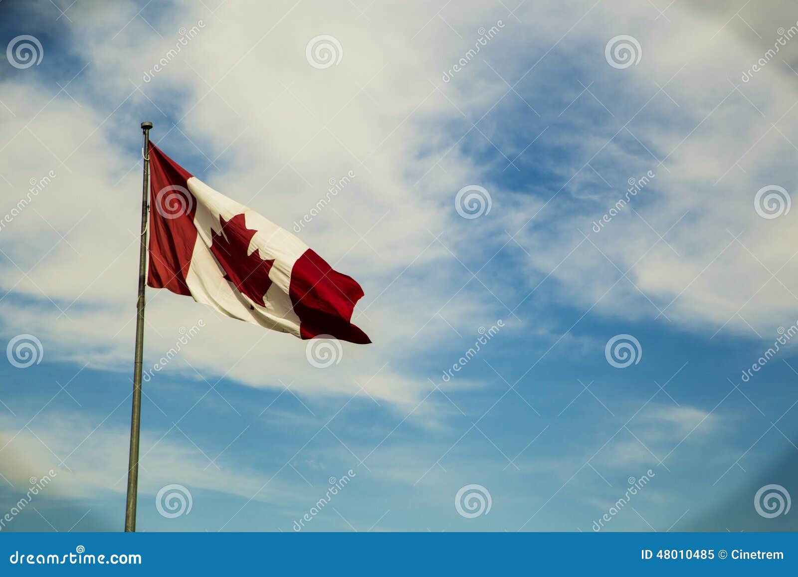 Canadian Flag Blue Sky Background Stock Image Image of proud, veteran