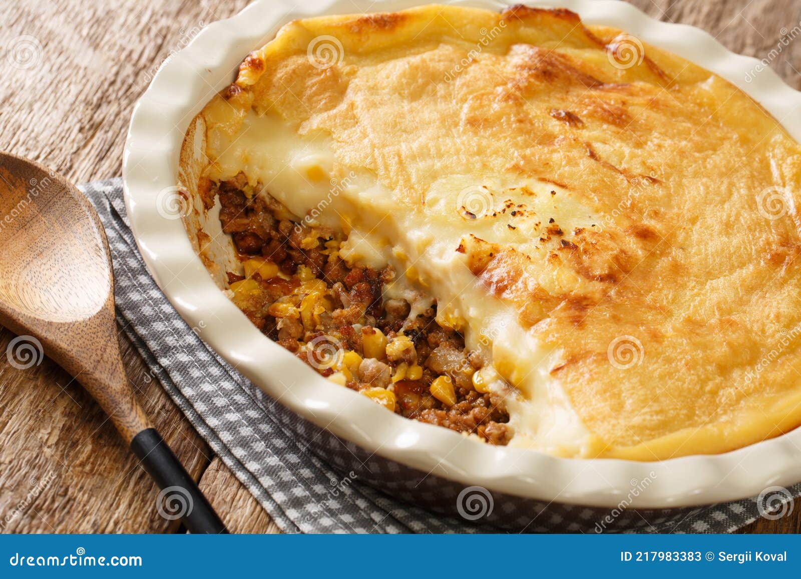 Canadian Pate Chinois Pie with Ground Beef, Corn and Mashed Potatoes
