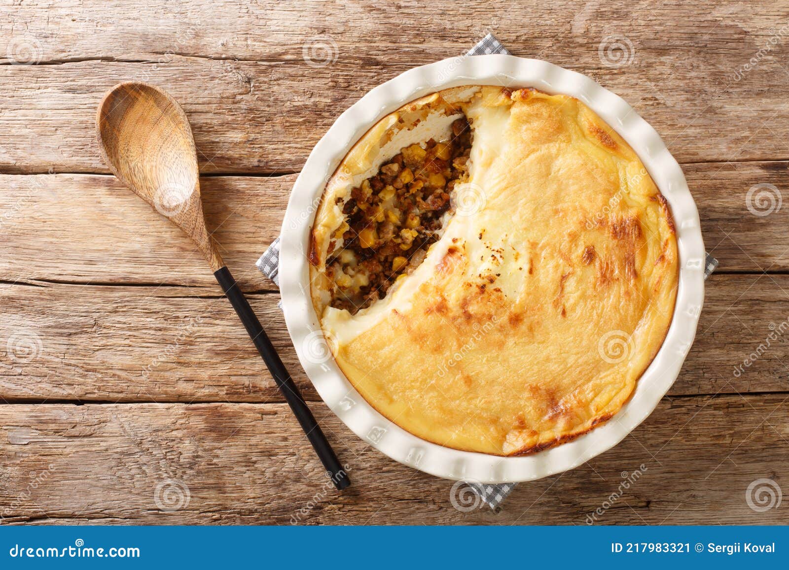 Canadian Pate Chinois Pie with Ground Beef, Corn and Mashed Potatoes