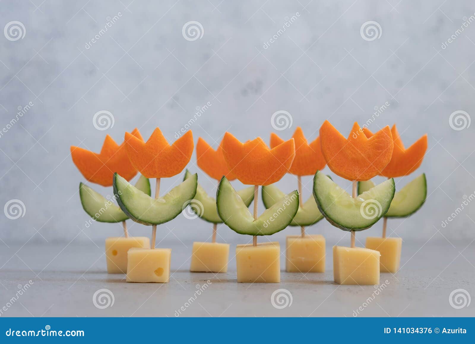 Canape with Cucumber, Carrot and Cheese Stock Photo Image of easter