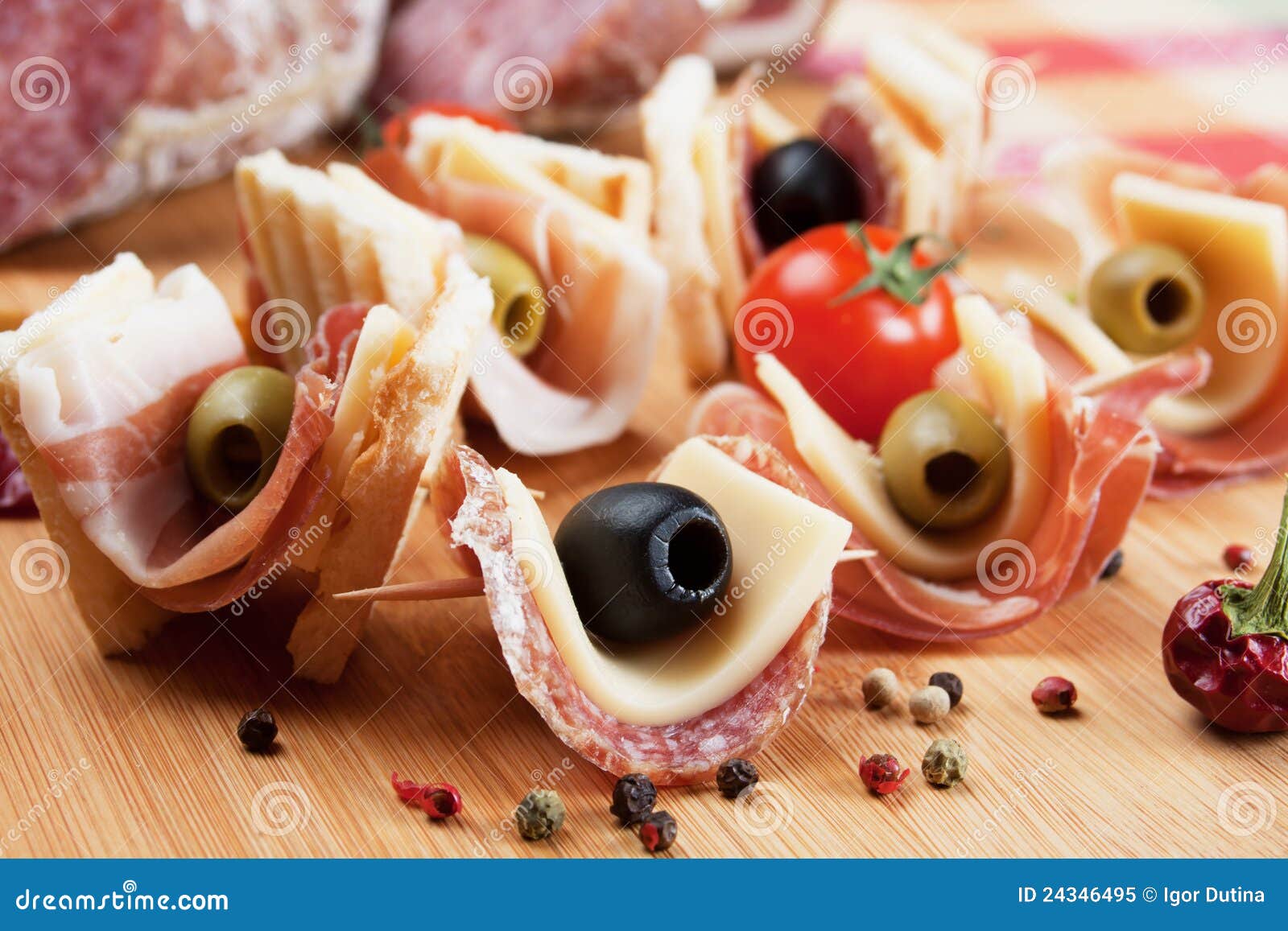 Canape with pickled olives stock image. Image of processed 24346495