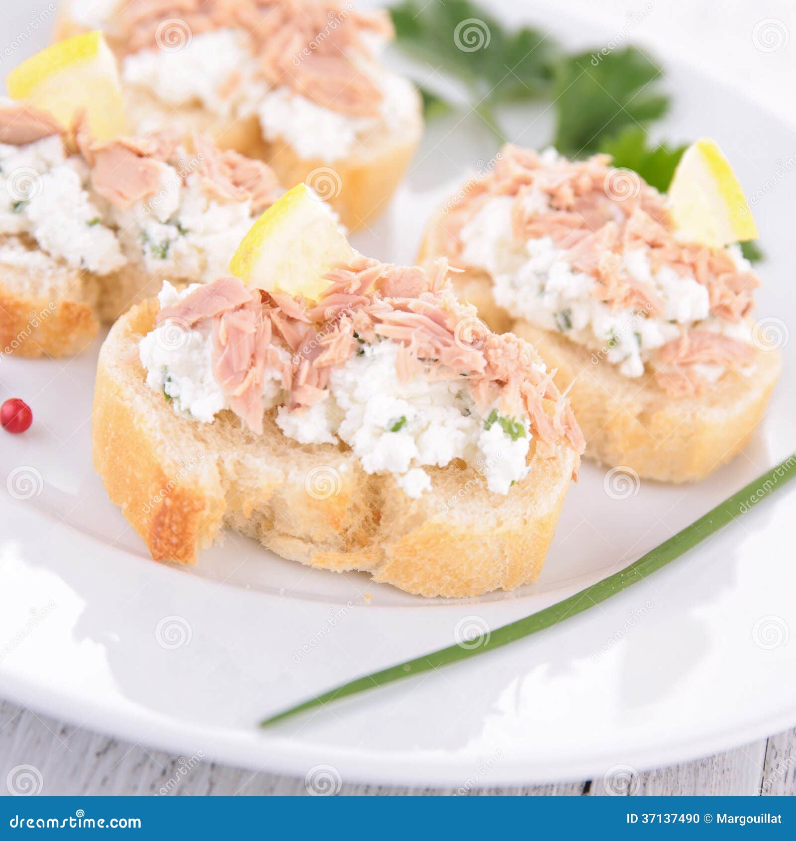 Canape with Tuna and Cheese Stock Photo Image of spread, salmon 37137490
