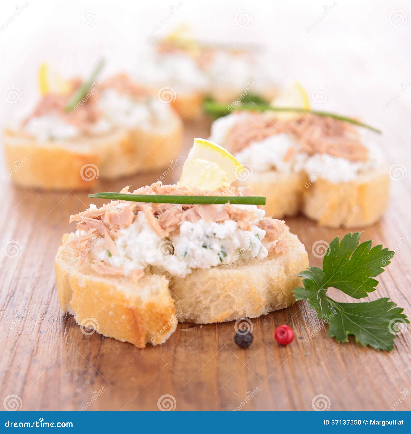 Canape with Tuna and Cheese Stock Photo Image of dinner, spread 37137550