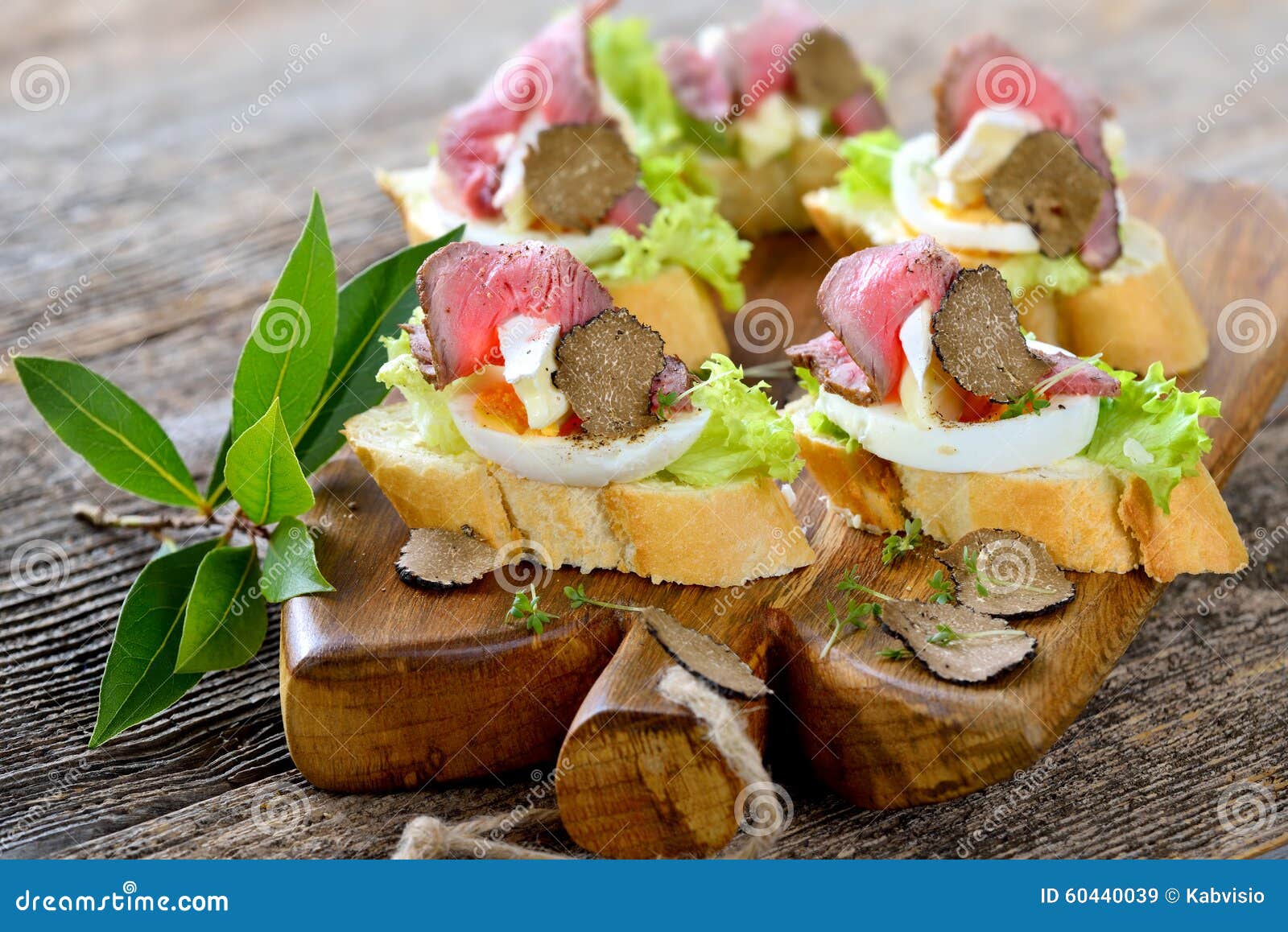Canapes with Roast Beef and Truffles Stock Image - Image of catering ...