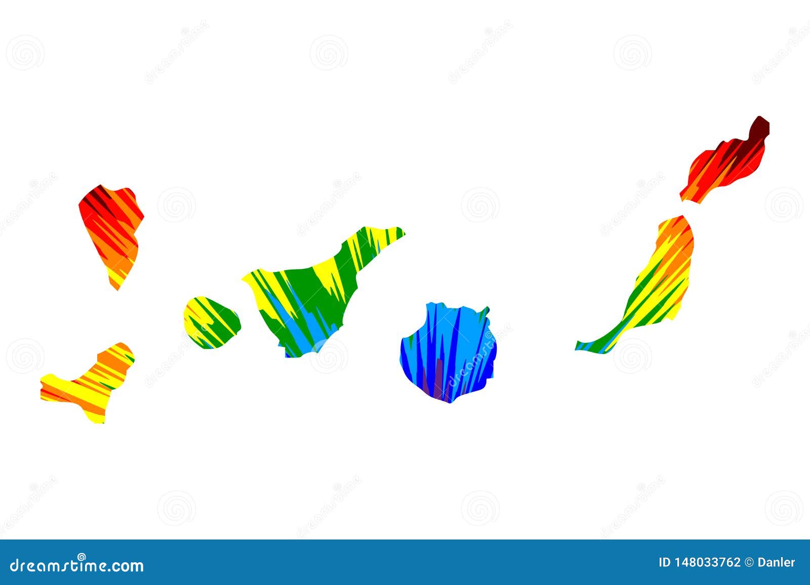 canary islands - map is ed rainbow abstract colorful pattern, islas canarias map made of color explosion