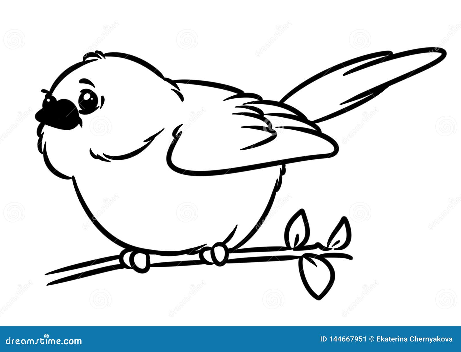 Funny Little Bird Coloring Page for Kids Gráfico por