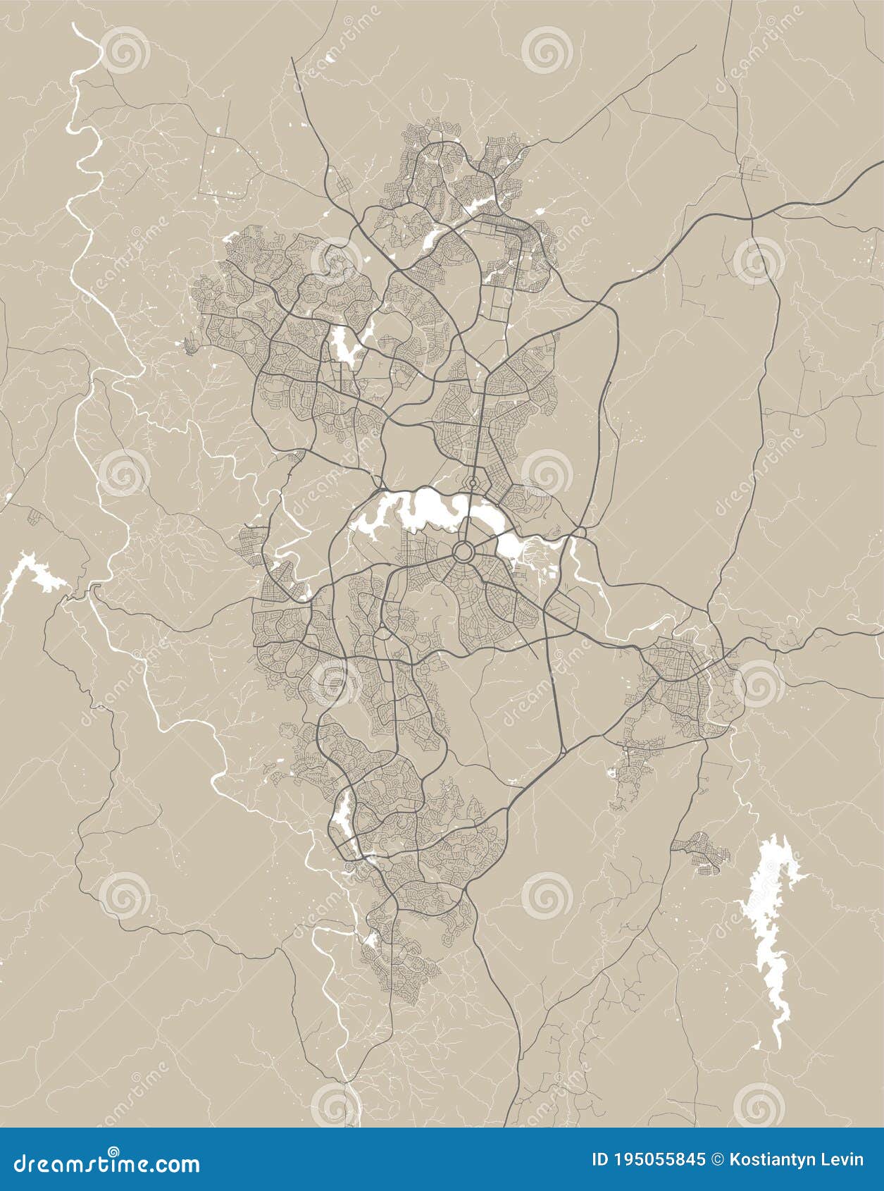 Canberra Map City Poster Street Urban Area Vector Illustration 195055845 