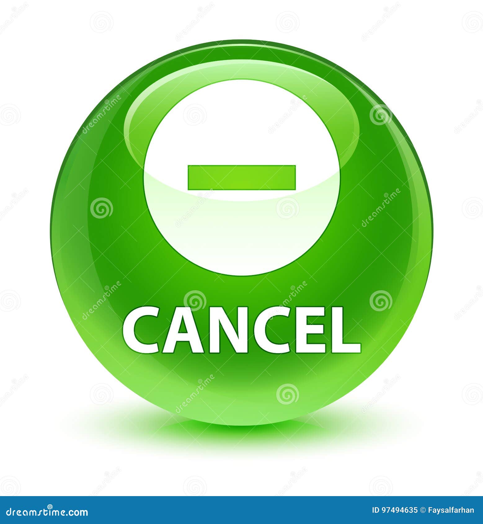 Cancel Glassy Green Round Button Stock Illustration - Illustration of