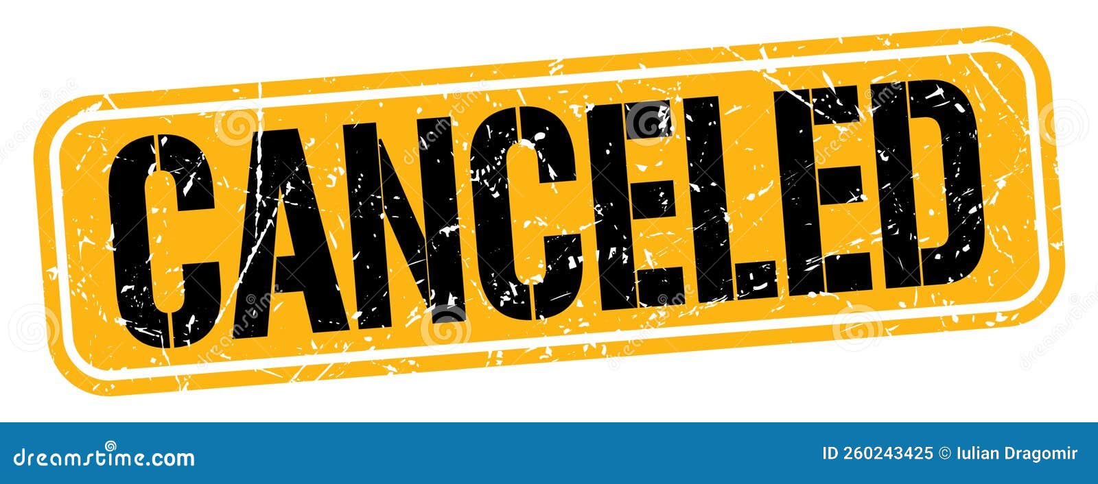 CANCELED Text Written on Orange-black Stamp Sign Stock Illustration