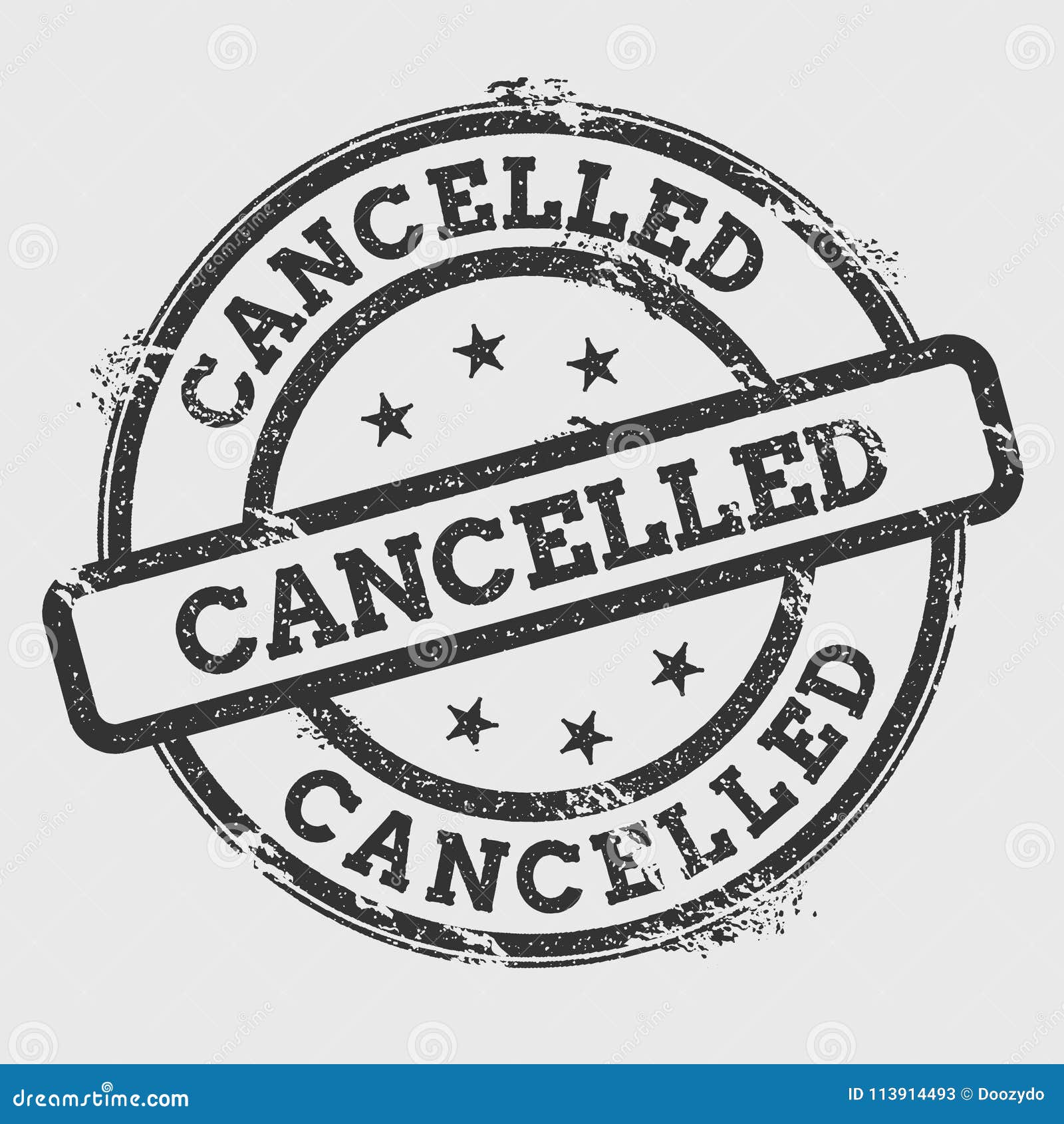 Cancelled Rubber Stamp Isolated on White. Stock Vector - Illustration