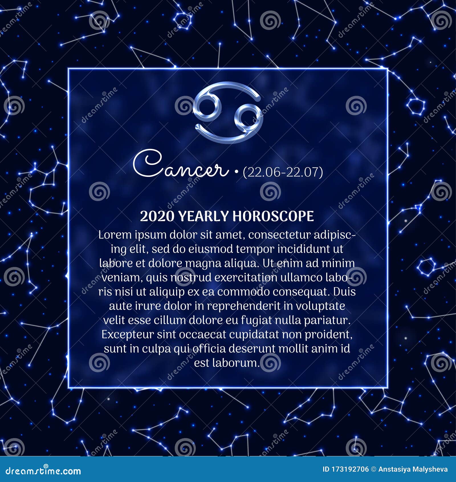 Cancer Astrology Horoscope Prediction Banner Stock Vector - Illustration of blue, birthday: 173192706