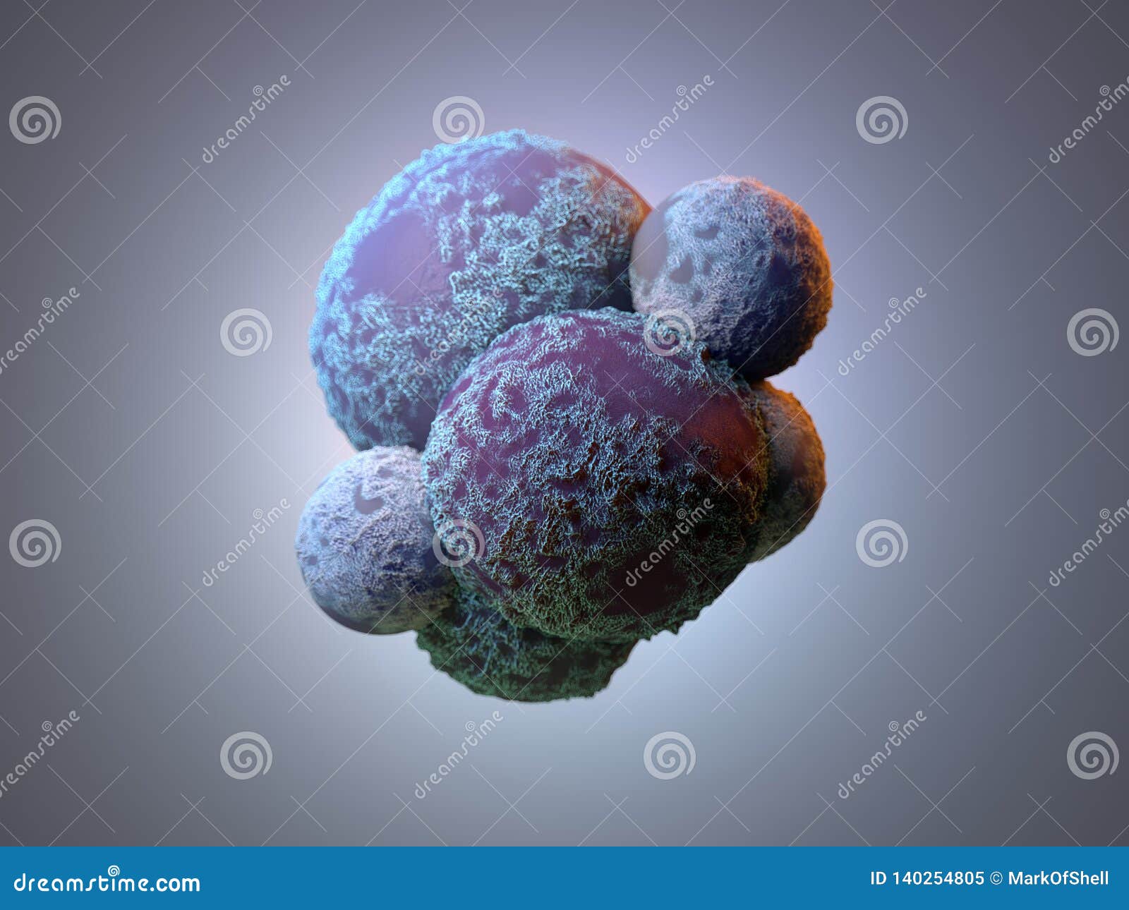 cancer cells damaged, dicky, morbid infected cells, 3d render
