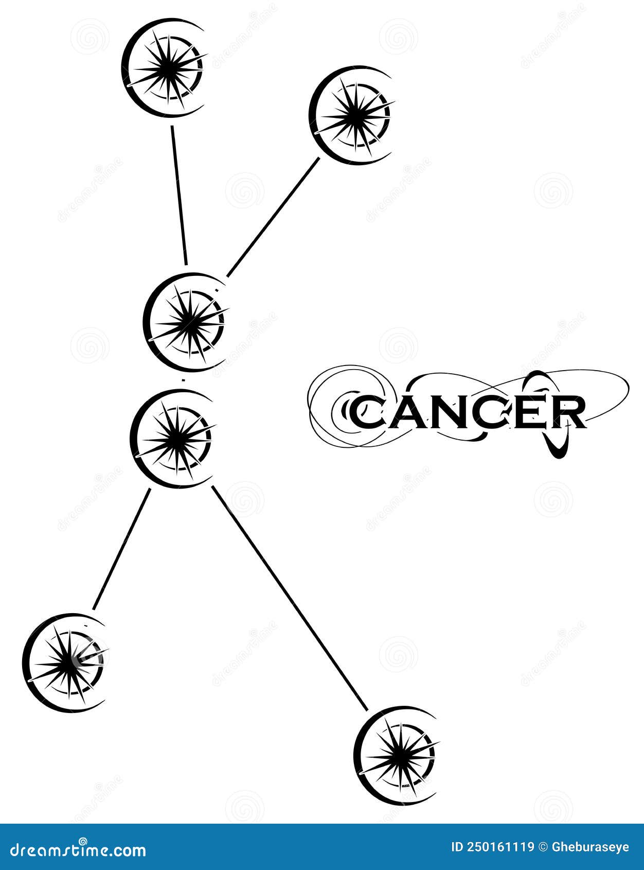 Cancer, Constellation, Tattoo, Black and White, Isolated. Stock Vector - Illustration of zodiac, white: 250161119