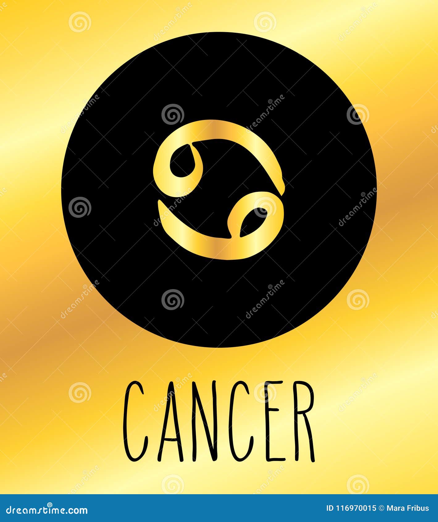 Cancer Zodiac Sign Design Element Stock Vector Illustration of golden