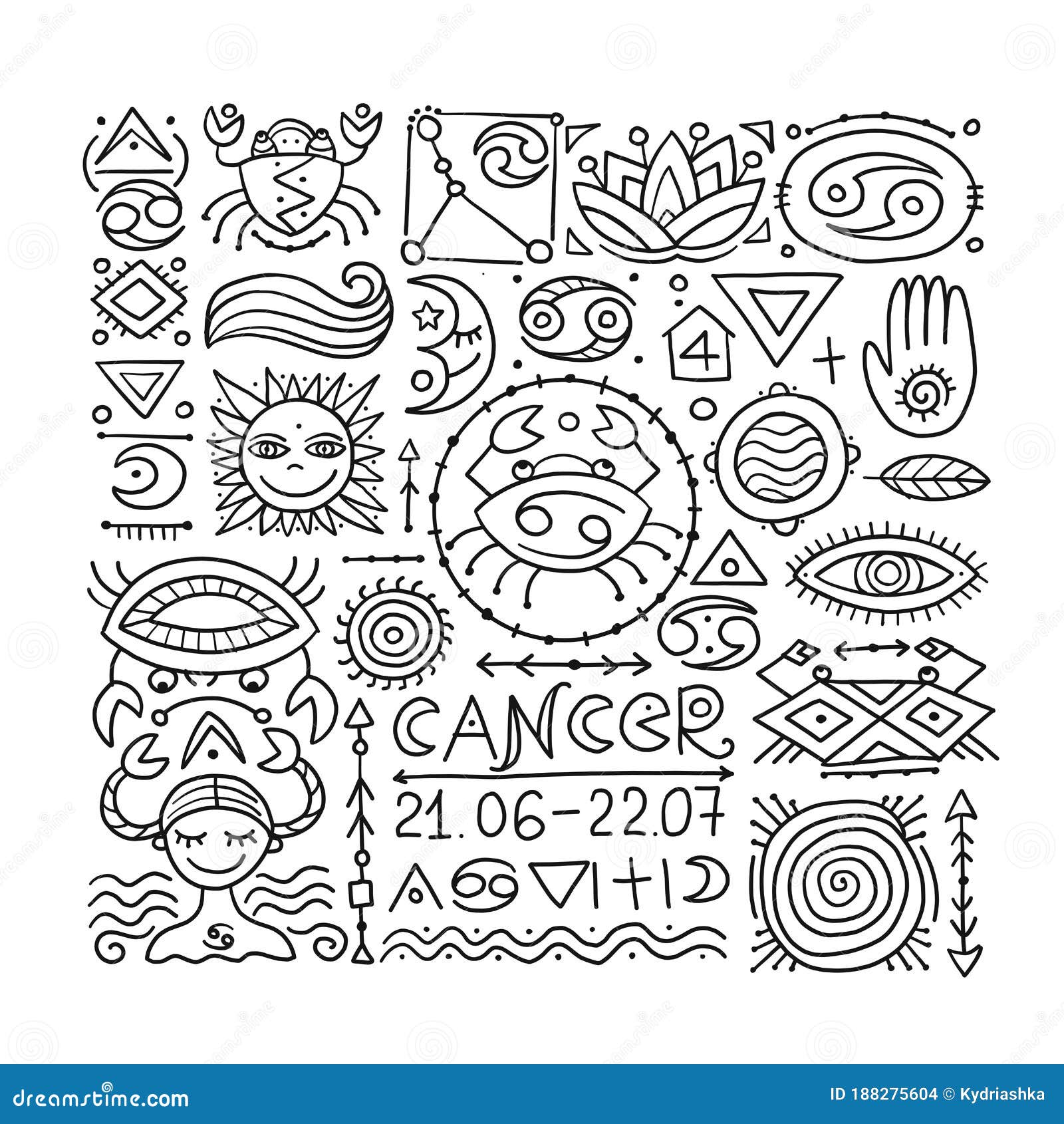 Cancer Zodiac Sign. Pattern for Your Design Stock Vector - Illustration ...
