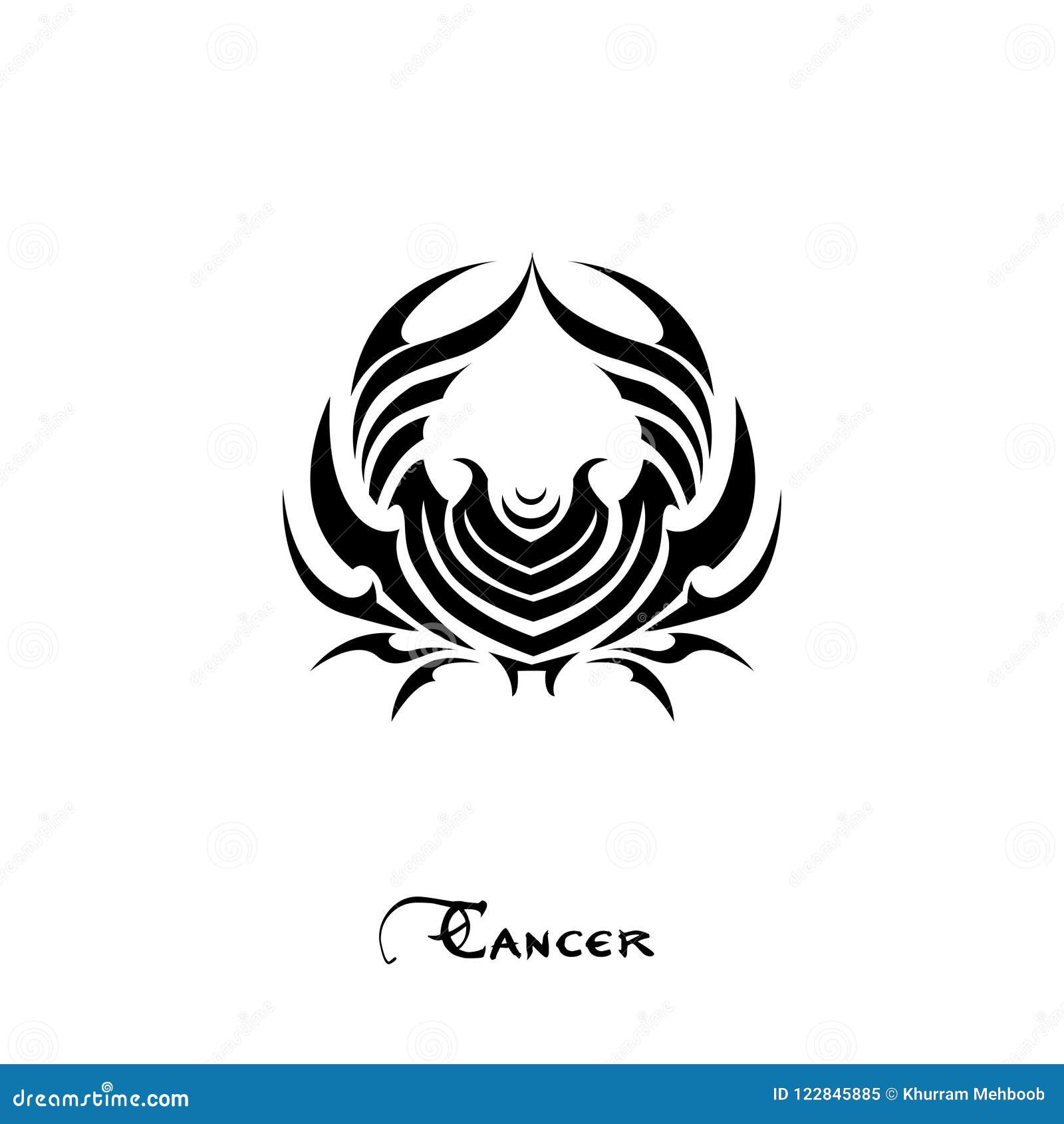 Black Tattoo Art with Cancer and Zodiac Sign Stock Vector - Illustration of  hand, drawn: 156845163