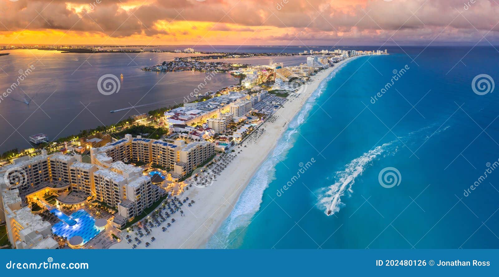 cancun beach during blue hour