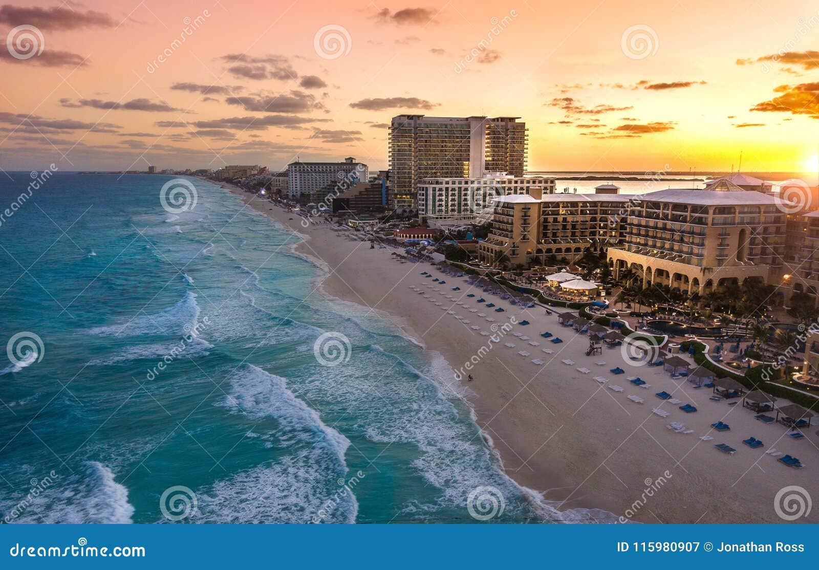 cancun beach at sunset