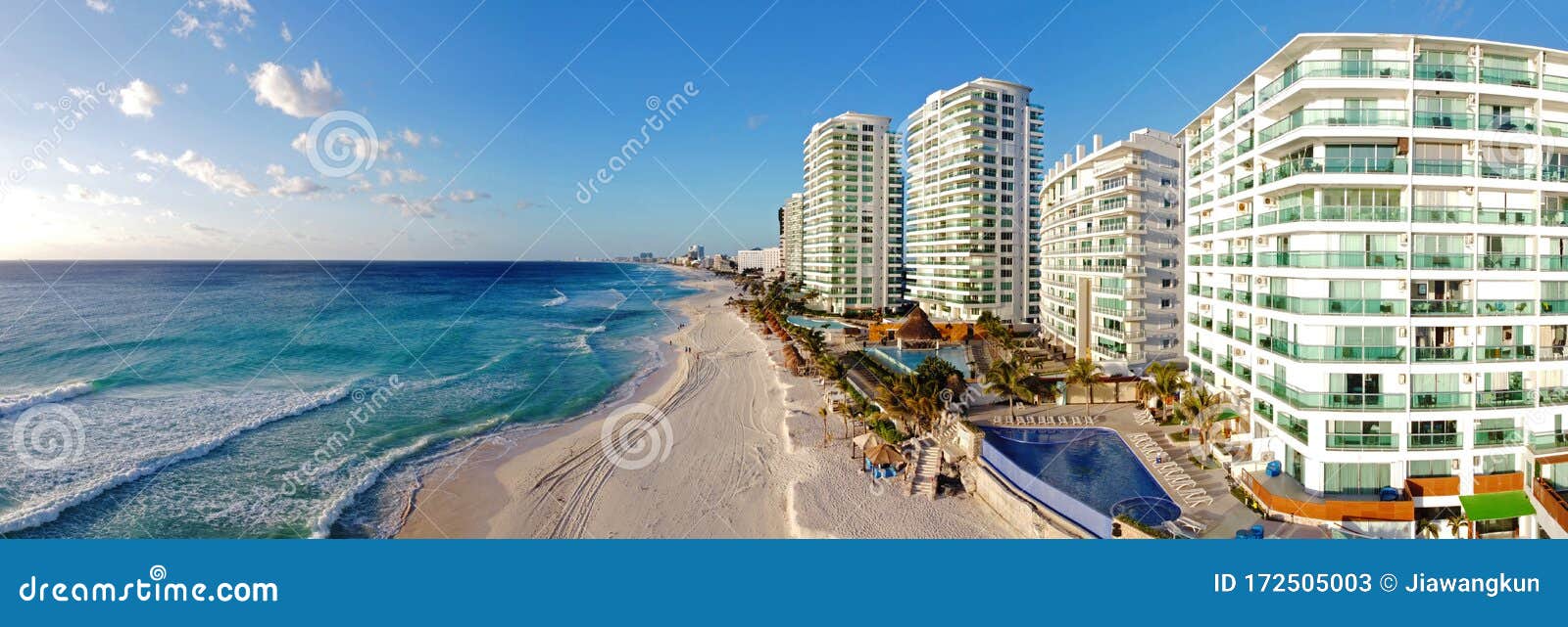 cancun beach and hotel zone aerial view, quintana roo, mexico