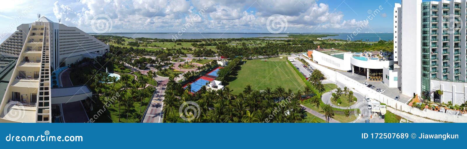 cancun iberostar resort and lagoon aerial view, quintana roo, mexico