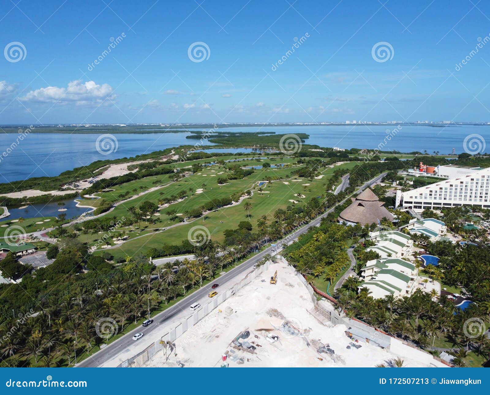 Cancun Golf Course and Lagoon Aerial View, Quintana Roo, Mexico Stock Image  - Image of buildings, center: 172507213