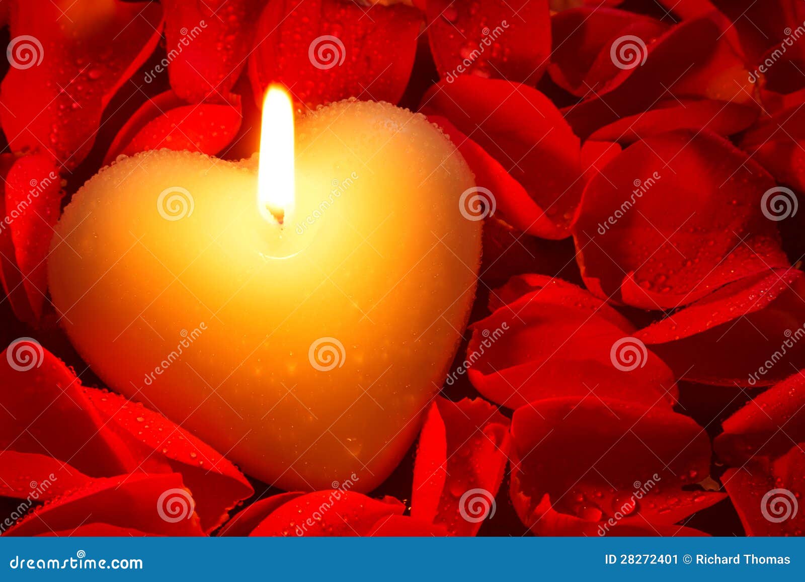 Candela Di Forma Del Cuore E Petali Rosa Immagine Stock - Immagine di  luminoso, romantico: 28272401