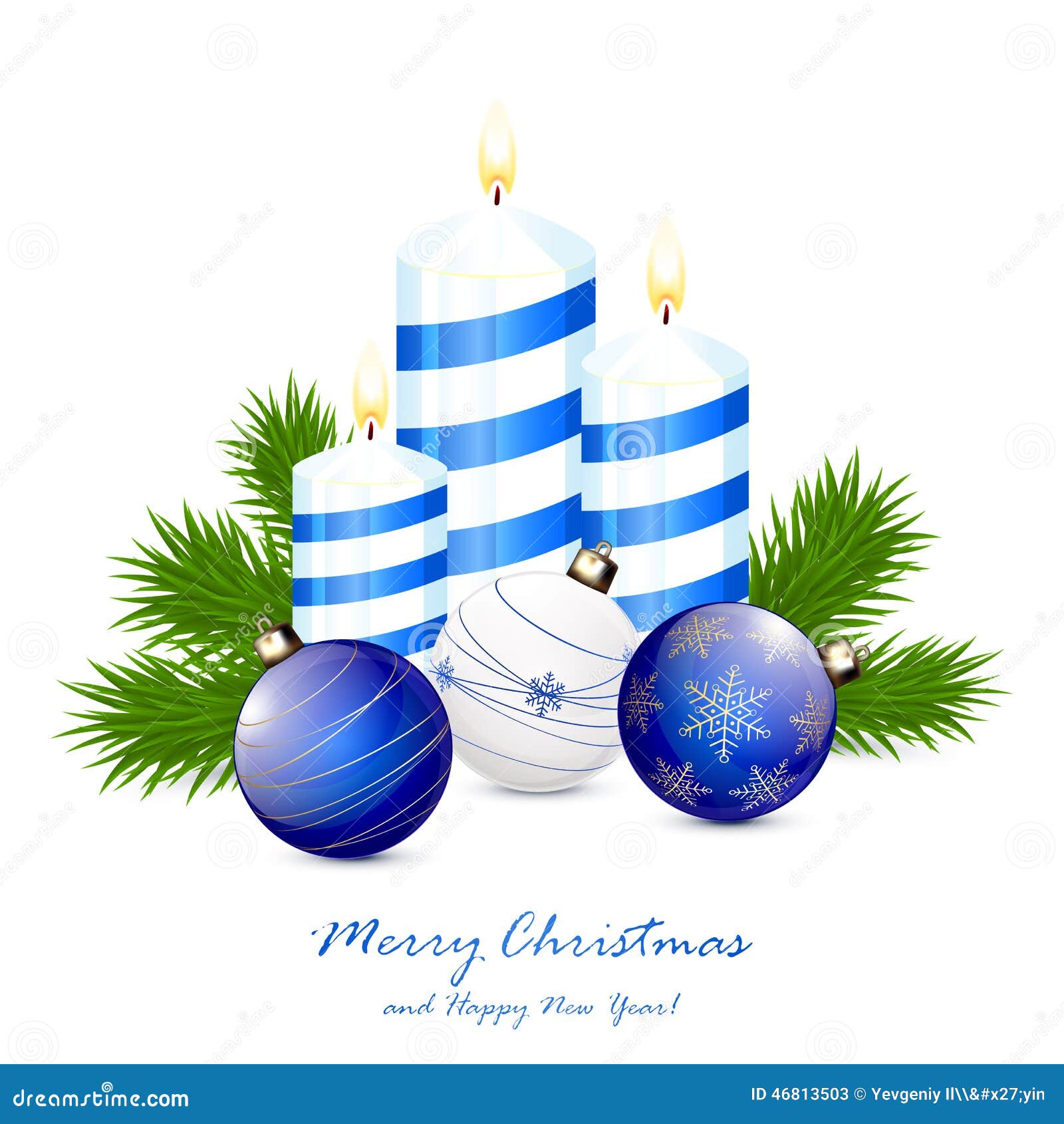 Candele e palle blu di Natale