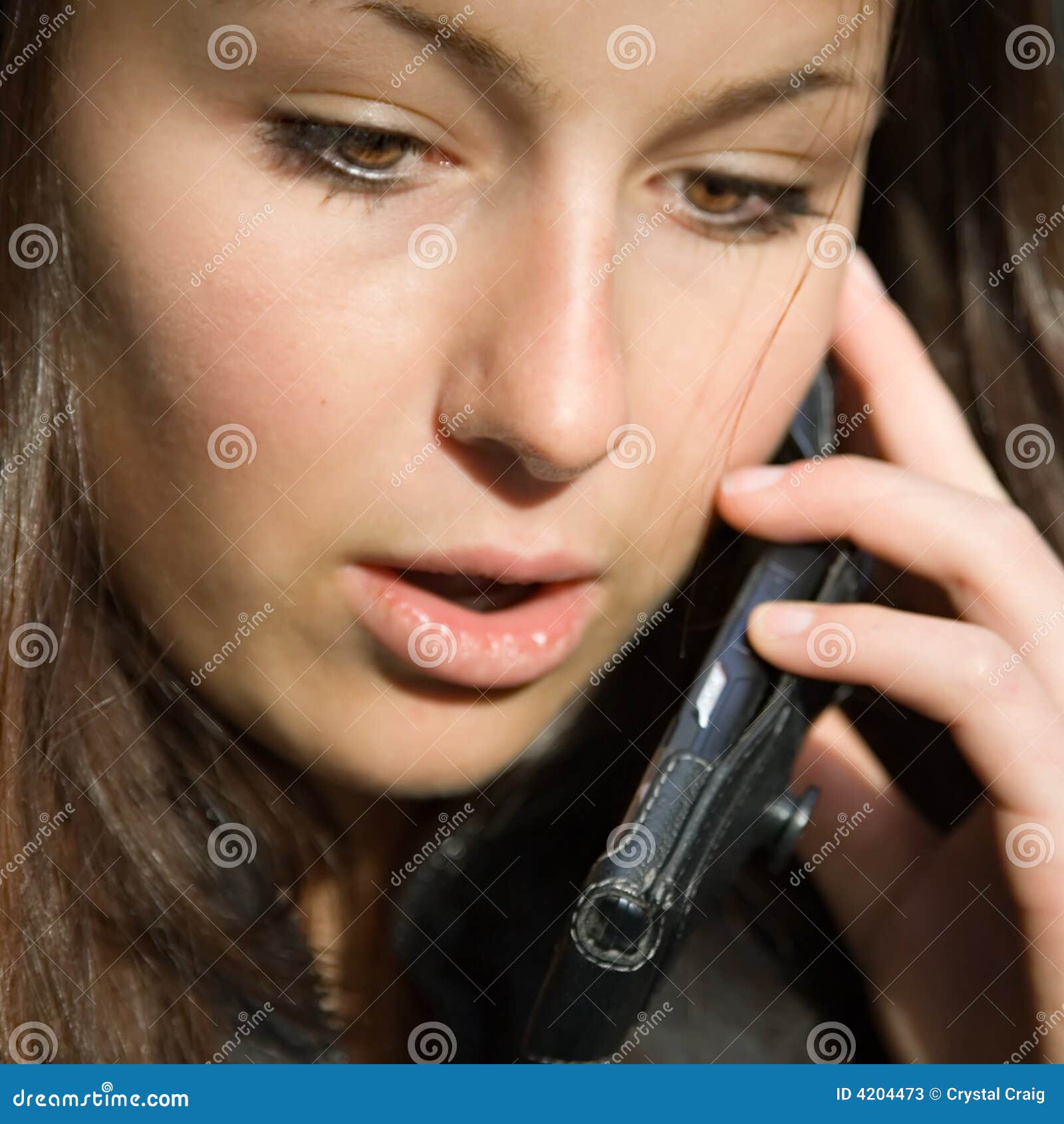 Candid Cell Phone Conversation Stock Image Image of