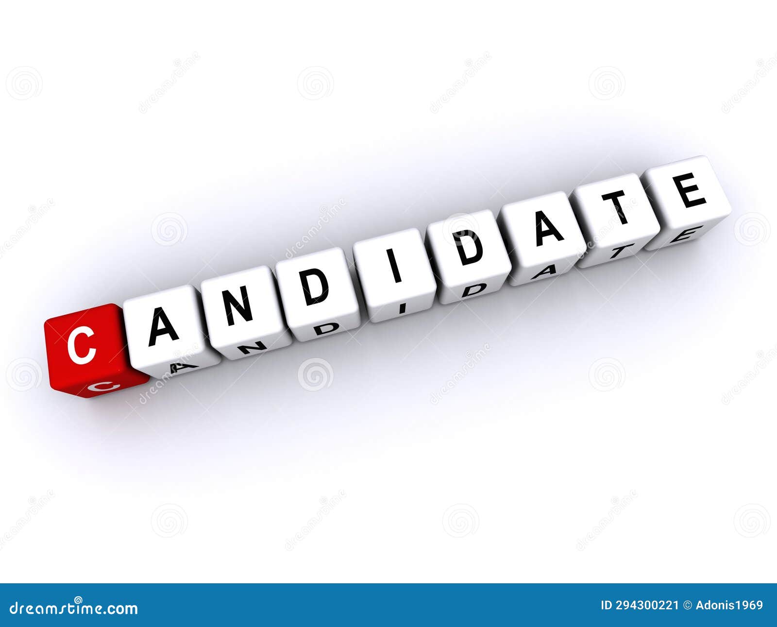 candidate word block on white