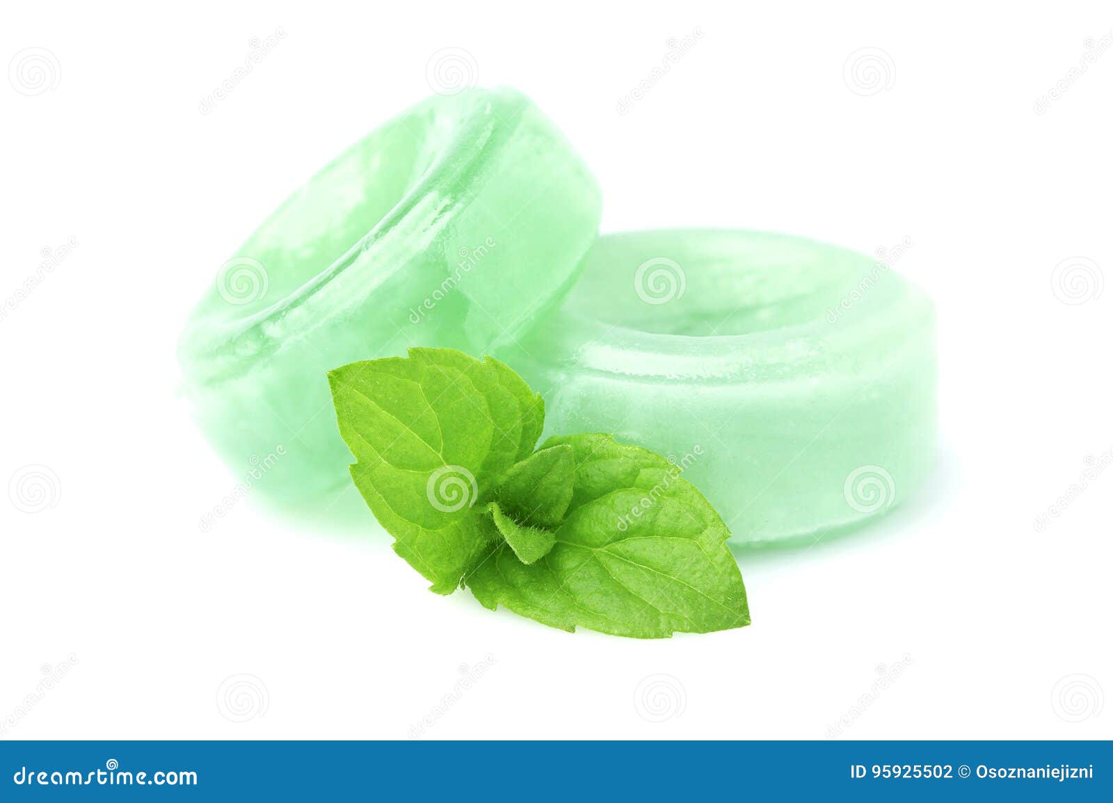 Candies for the Throat with Sprig of Mint Isolated. Stock Photo Image